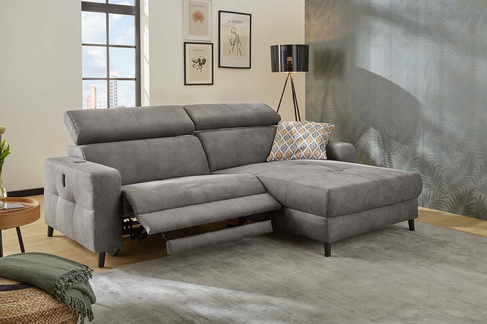 Jockenhöfer Gruppe Ecksofa »Doppio L-Form mit elektromotorischer Relaxfunktion und«, induktiver Lademöglichkeit + USB-A Ladeport, verstellbare Kopfstützen