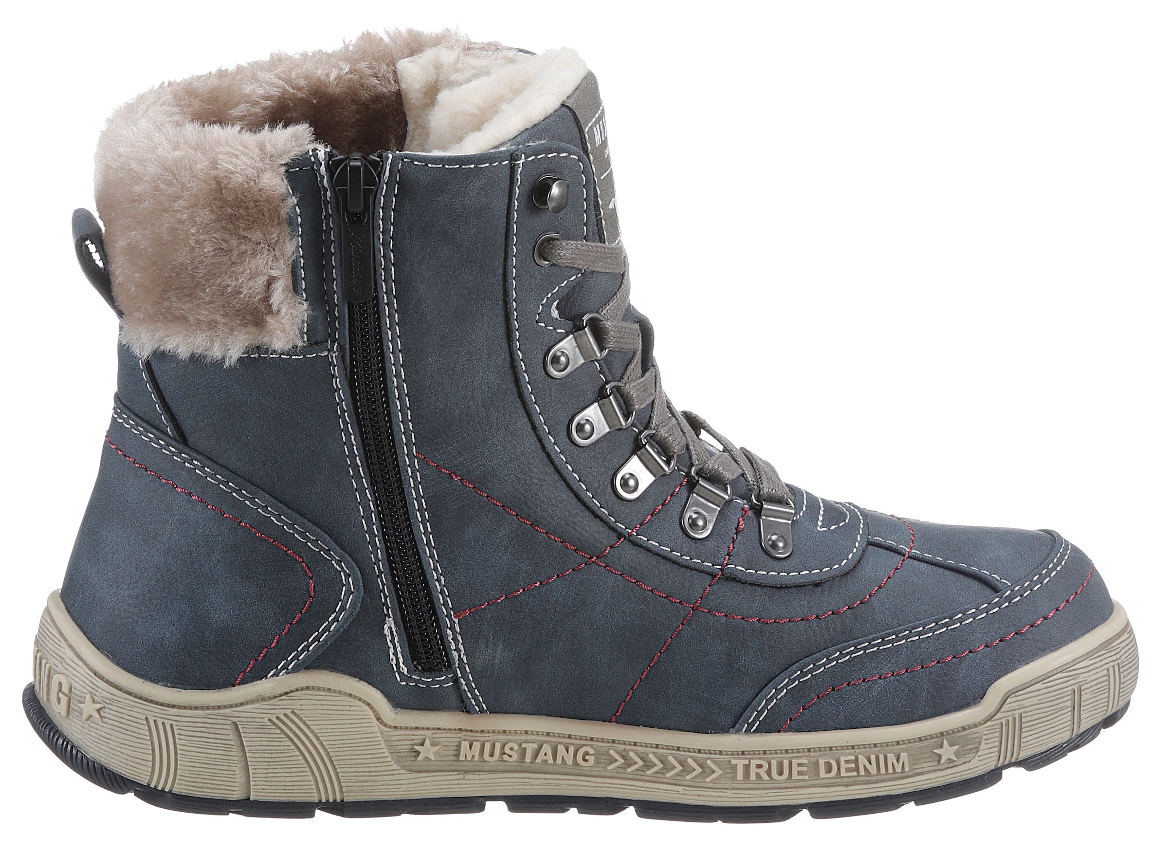 Mustang Shoes Winterboots, mit Kunstfellkragen in Weite G = weit