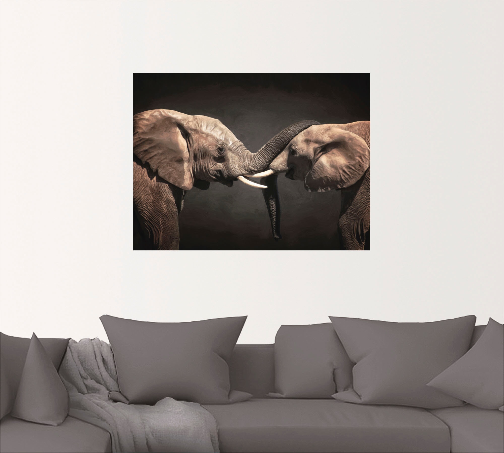 Artland Wandbild »Zwei Elefanten«, Wildtiere, (1 St.), als Leinwandbild, Poster, Wandaufkleber in verschied. Größen