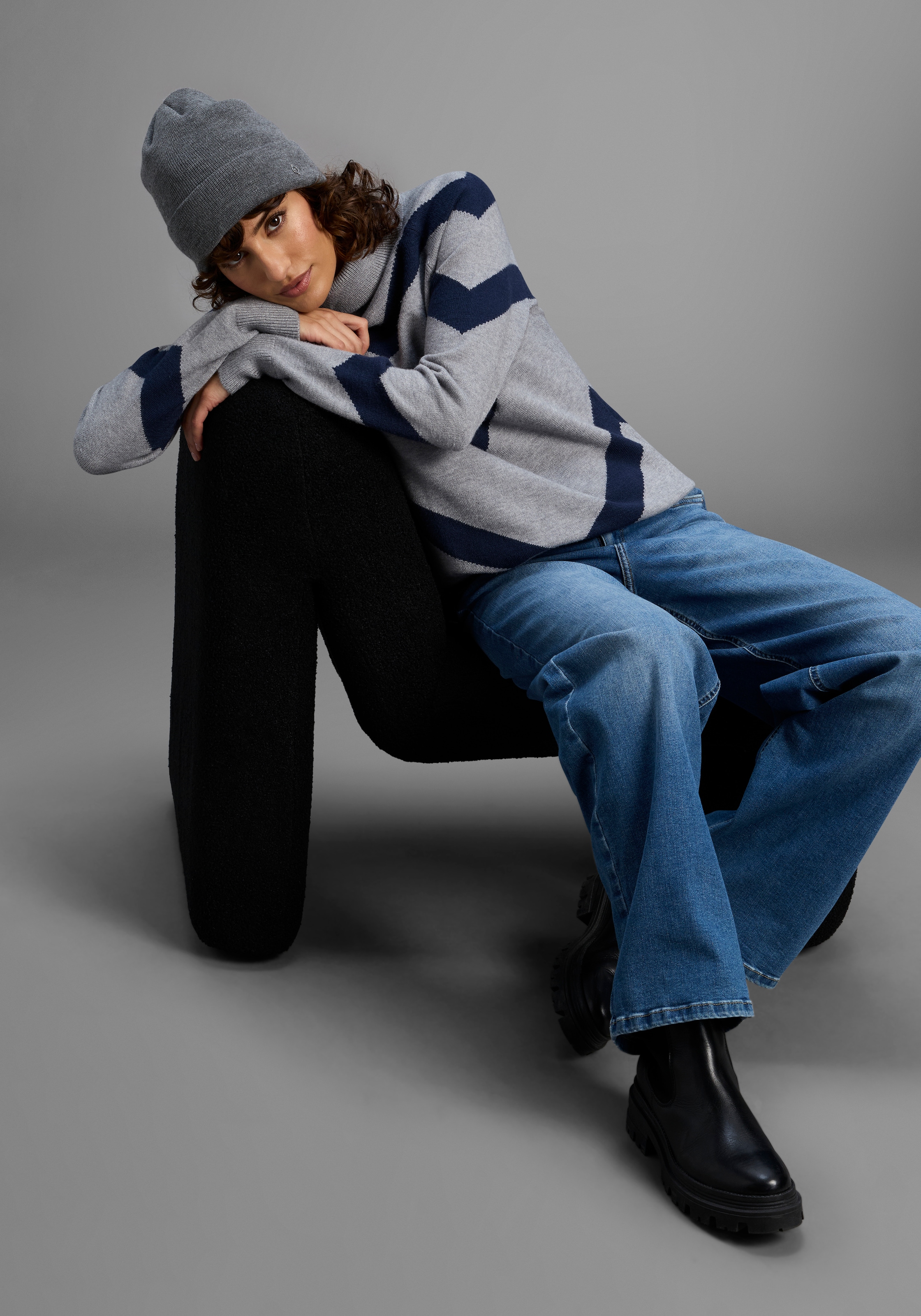 Laura Scott Rollkragenpullover, mit lässigem Streifenmuster - NEUE KOLLEKTION