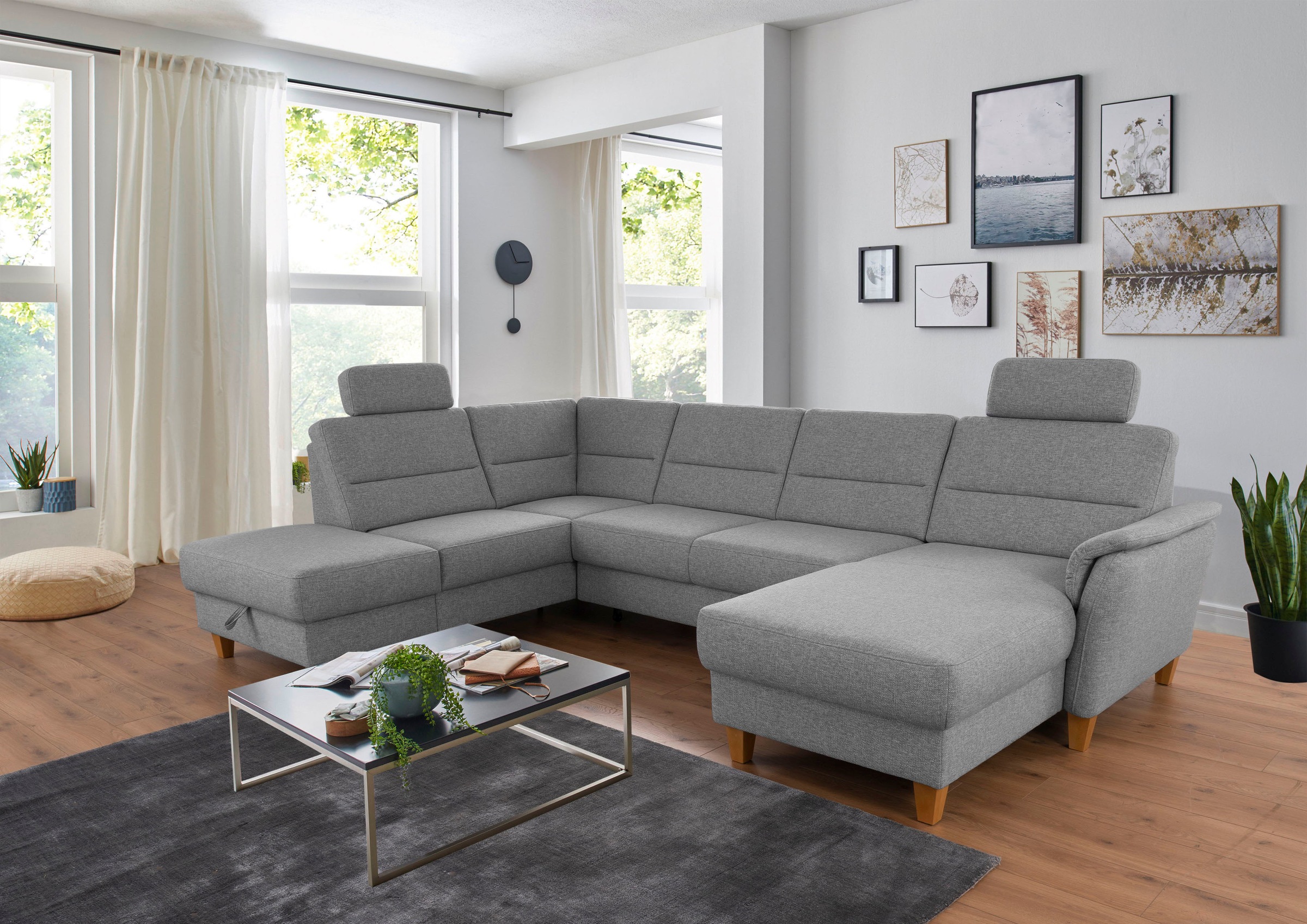 Home affaire Wohnlandschaft »Palmera U-Form, B: 308 cm« optional Bettfunkti günstig online kaufen
