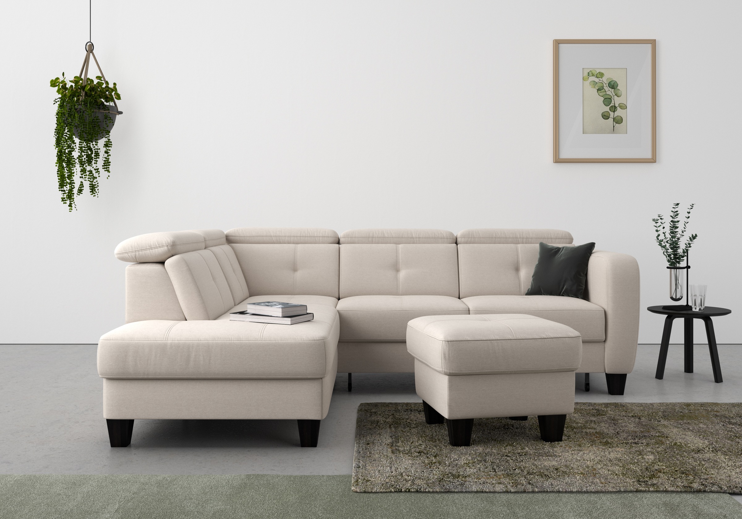 sit&more Ecksofa »Belluci L-Form«, inklusive Federkern, wahlweise mit Bettfunktion und Bettkasten