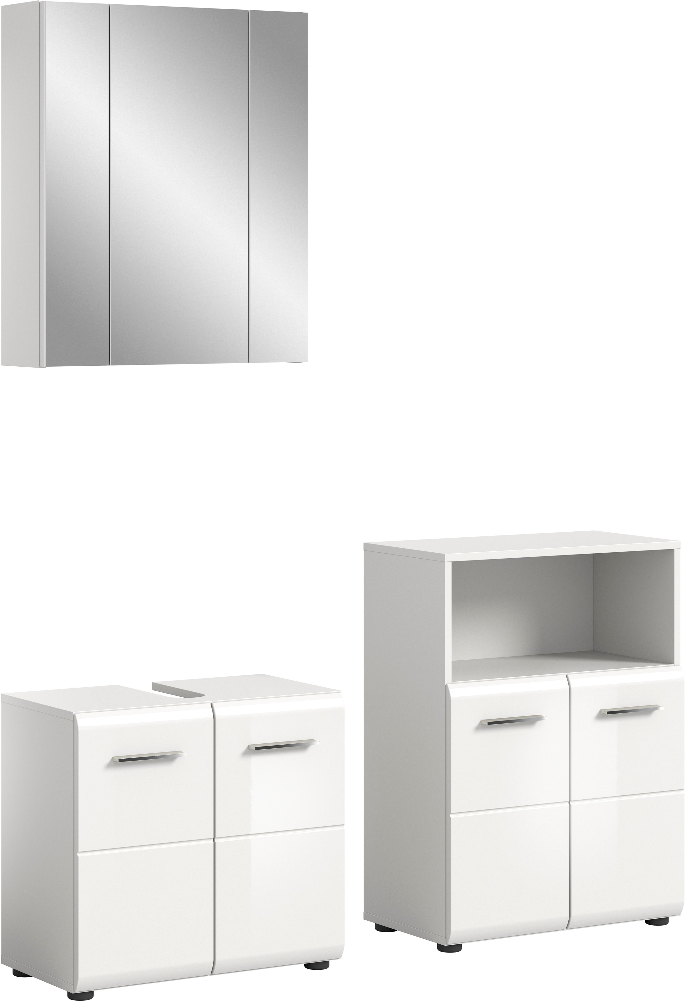 INOSIGN Badmöbel-Set »FLORENZ, TOPSELLER!, 3-teilige Badkombination, hochwertige MDF-Front«, (best. aus: Waschbeckenunterschrank, Spiegelschrank, Midischrank breit), Bad-Kombination, Bad-Möbel, Badezimmer, Kombination, Kombi