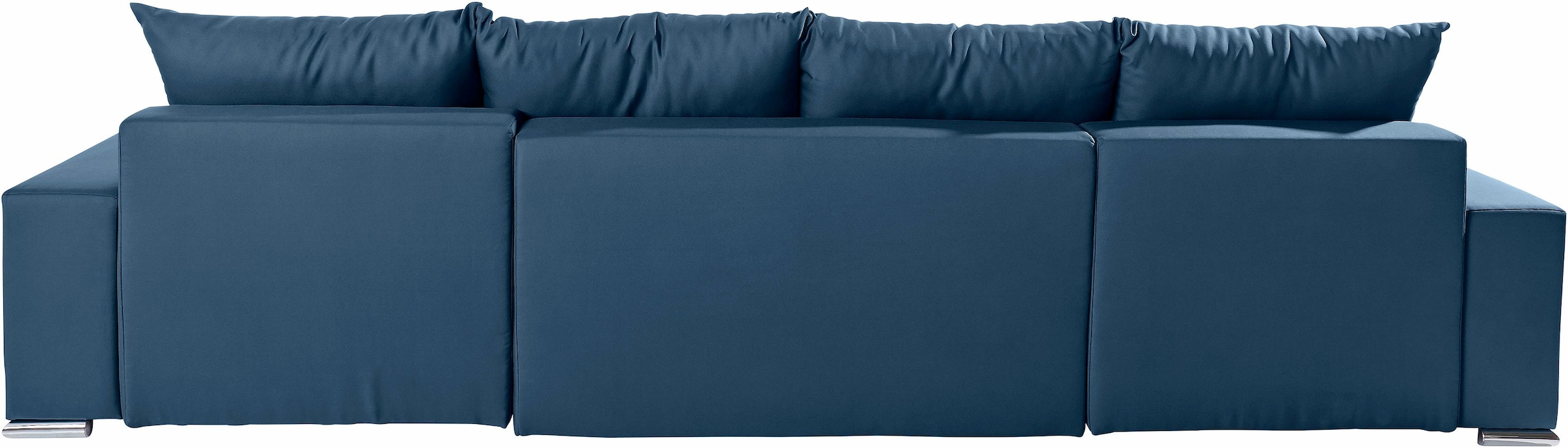 COLLECTION AB Wohnlandschaft »XL-Josy U-Form, Breite 313 cm, Flachgewebe, Struktur, Kunstleder«, inkl. Bettfunktion, Bettkasten, mit 4 gleich großen Rückenkissen