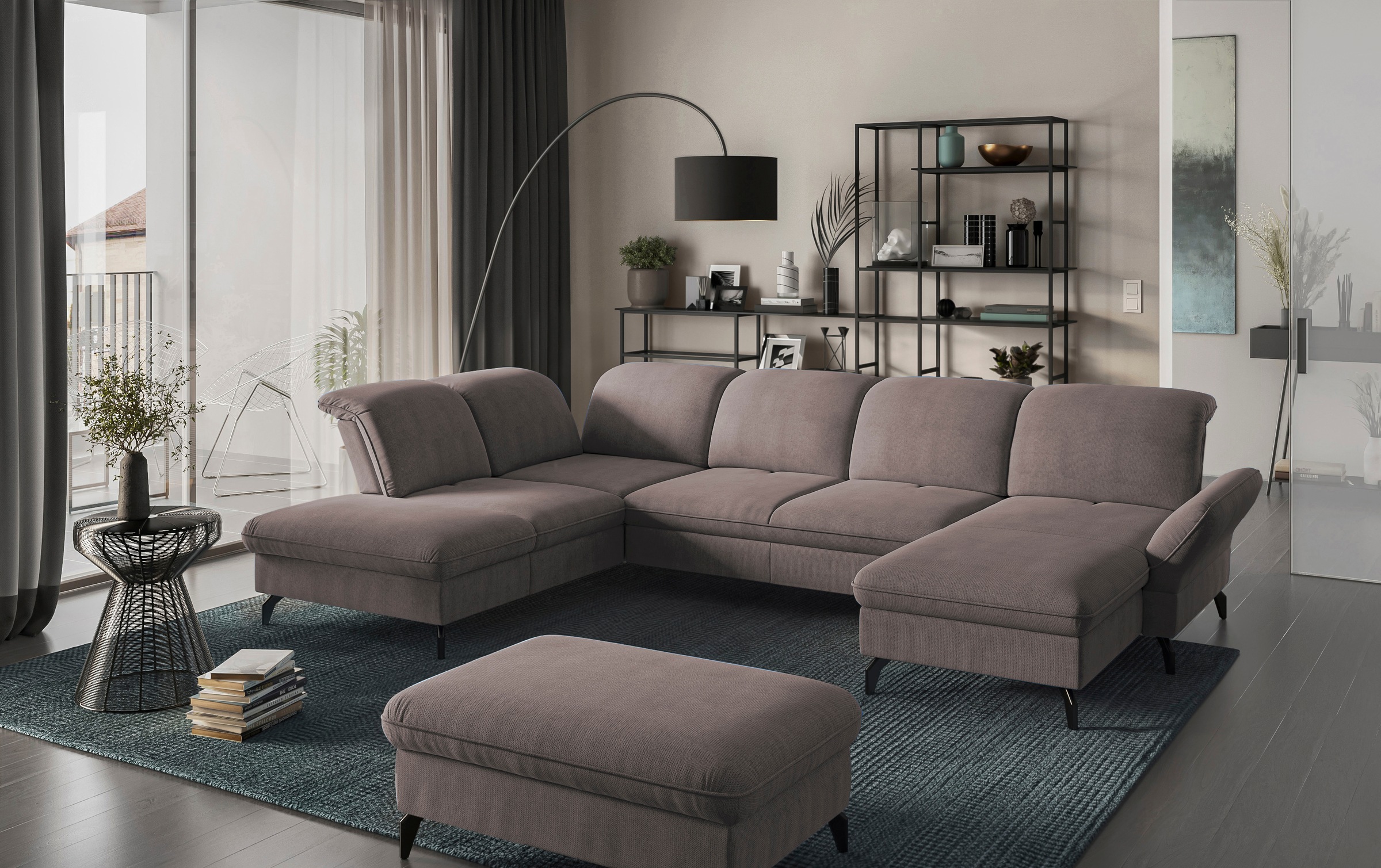 sit&more Wohnlandschaft Leandro U-Form, Wahlweise mit Bett-, Kopfteil - und günstig online kaufen