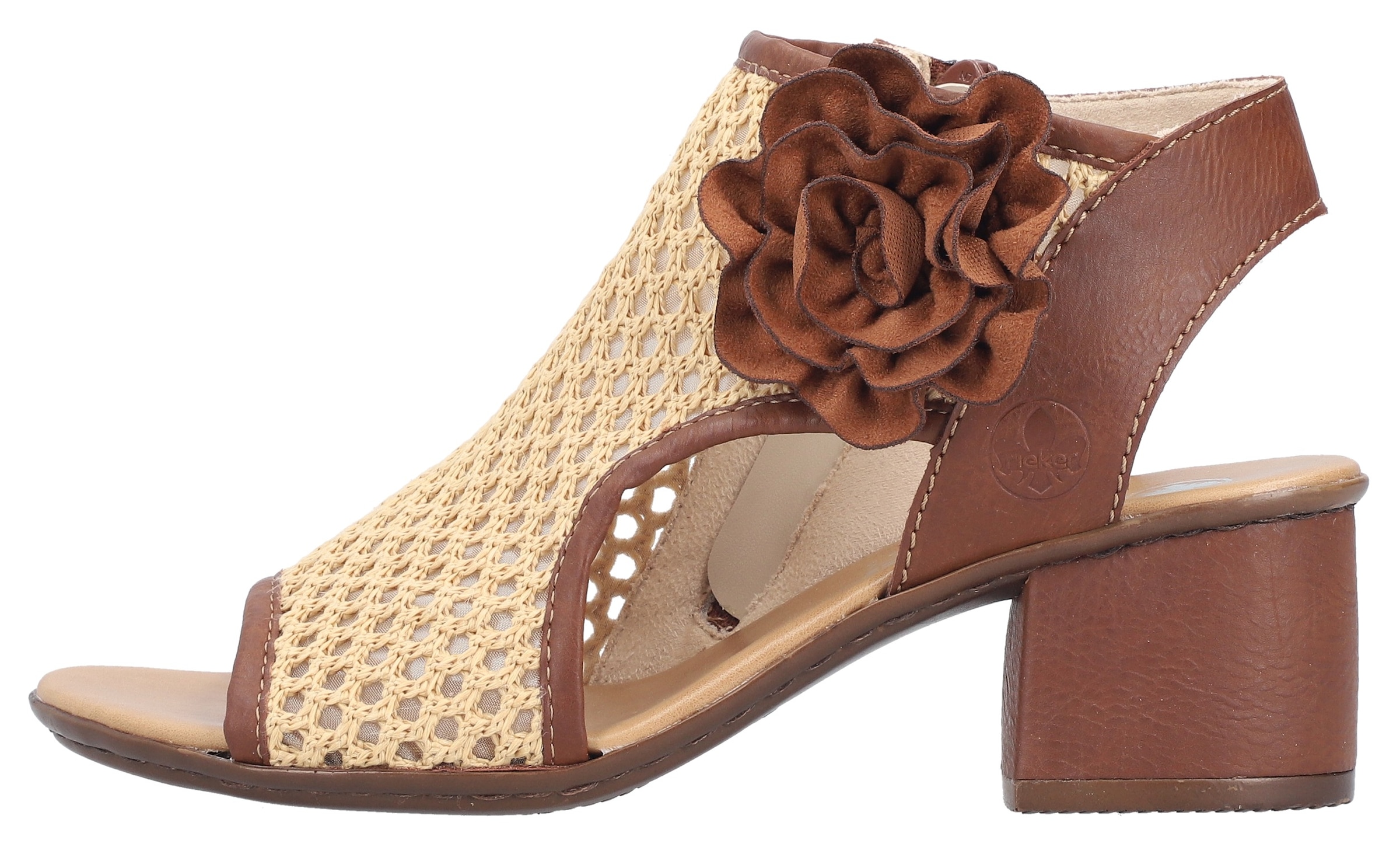 Rieker Schaftsandalette  Sommerschuh, Urlaubsschuh mit dekorativer Blüten-Verzierung