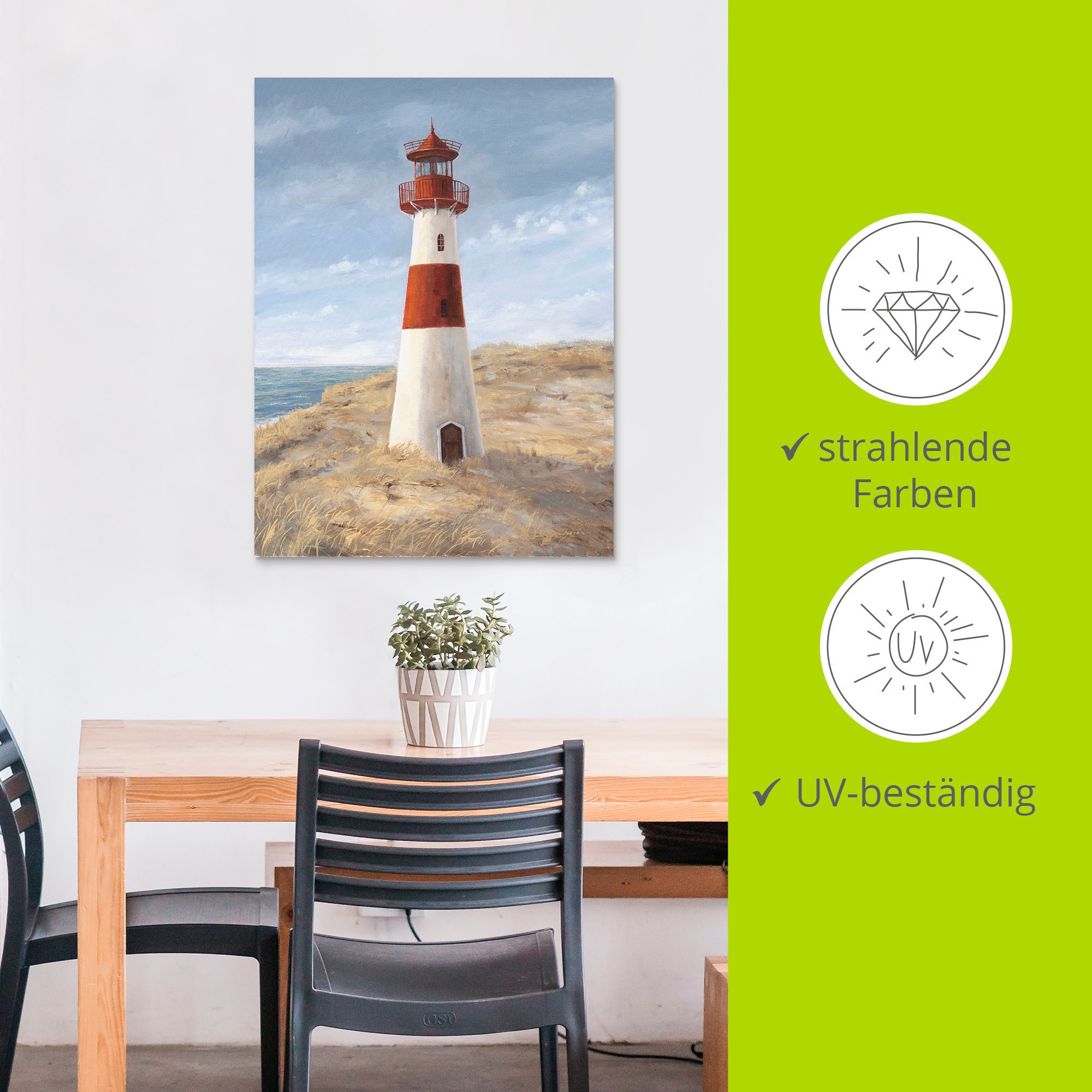 Artland Wandbild »Leuchtturm I«, Gebäude, (1 St.), als Alubild, Outdoorbild, Leinwandbild, Wandaufkleber, versch. Größen