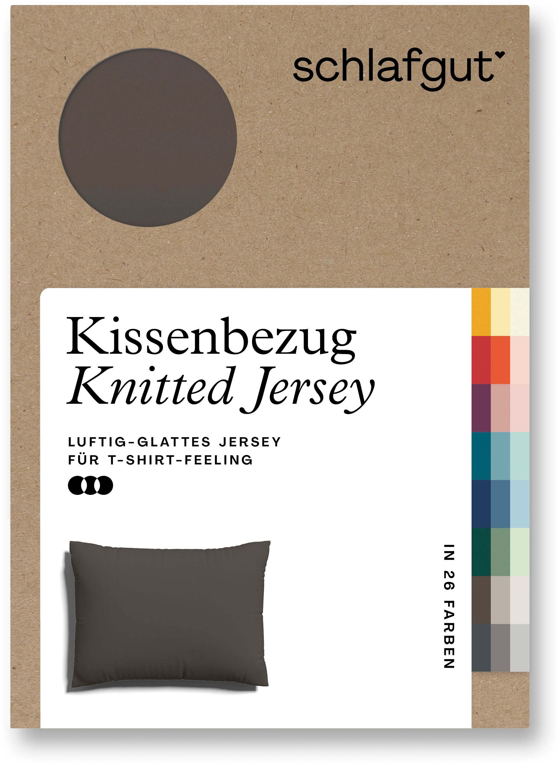 Schlafgut Kissenbezug »Knitted Jersey aus Bio-Baumwolle mit Elasthan, bügelfrei,«, (1 St.), besonders fein gestrickt, Kissenhülle mit farbigem Reißverschluss
