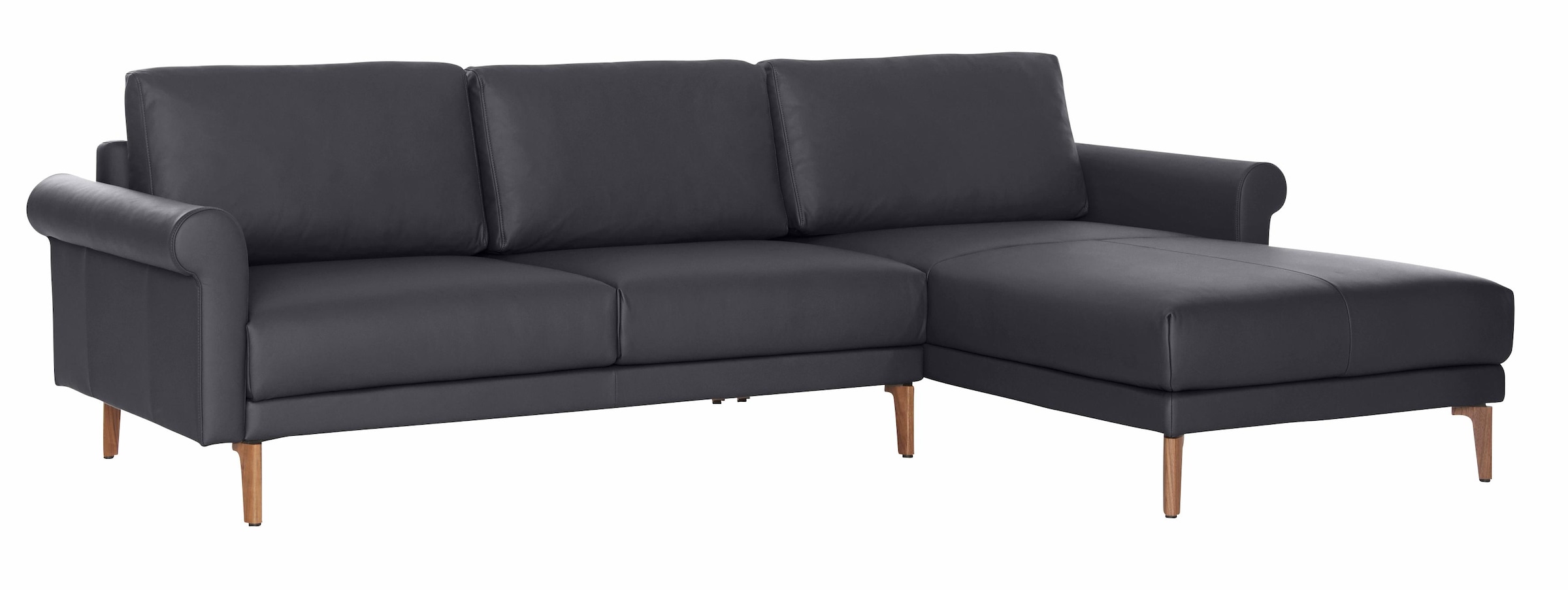 Creation BY ROLF BENZ Ecksofa »CR.450, Designecksofa, L-Form«, Armlehne Schnecke modern Landhaus, Breite 262 cm, Fuß Nussbaum