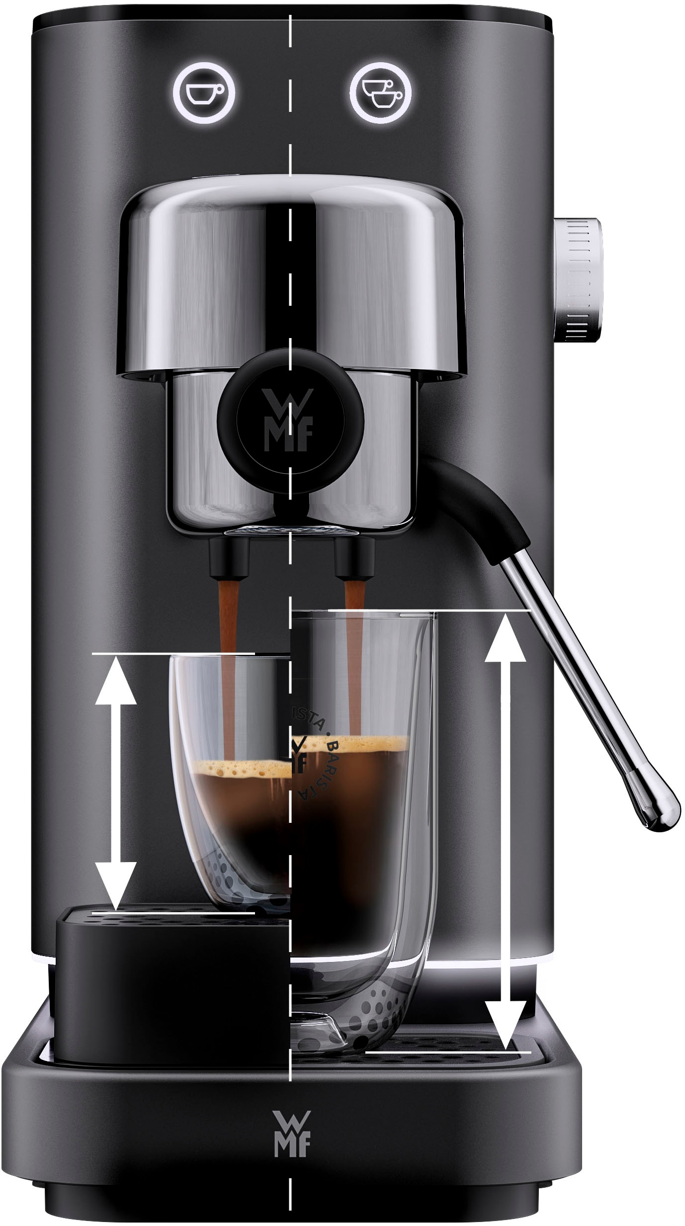 WMF Espressomaschine »Lumero Stone Grey«, kompakt, dezente LED-Beleuchtung, 15 bar, 1350 Watt, Milchschaumdüse