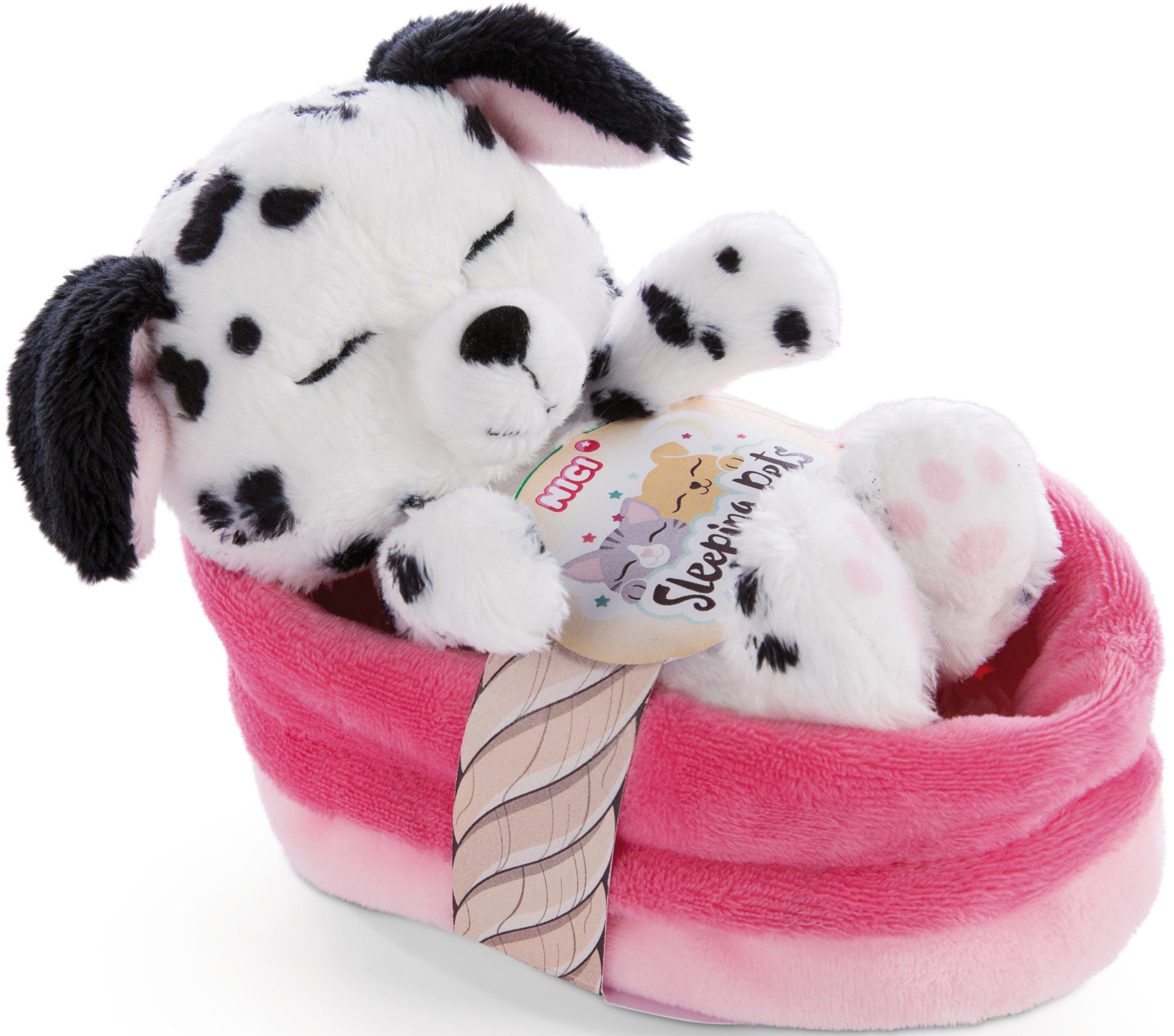 Kuscheltier »Sleeping Pets, Welpe Dalmatiner, 12 cm«, im Körbchen