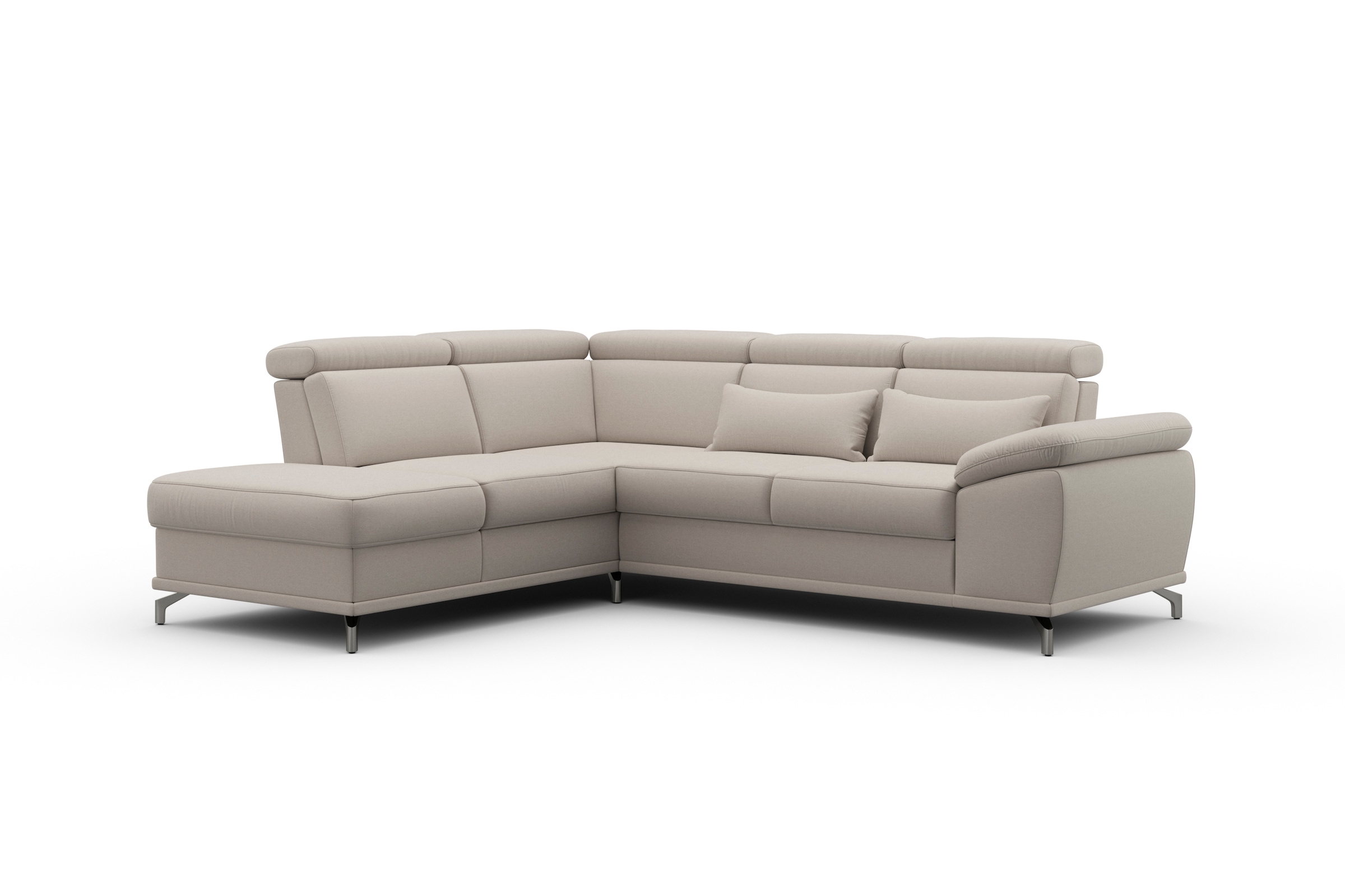 sit&more Ecksofa »Cabrio L-Form, mit Sitztiefenverstellung, Arm- und Kopfteilverstellung«, 3 Nierenkissen, Federkern, optional Bettfunktion und Stauraum