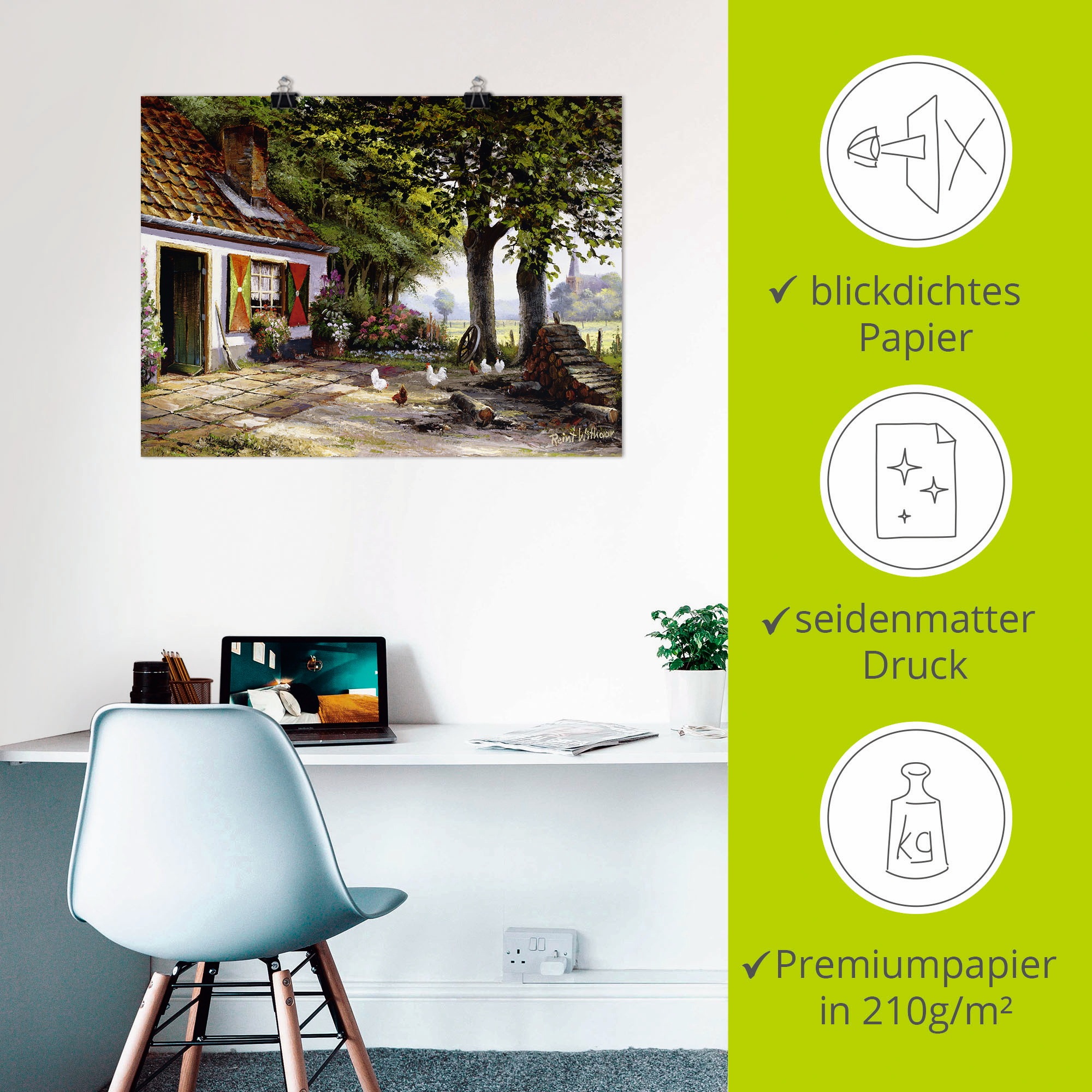Artland Wandbild »Hühner auf dem Hof«, Garten, (1 St.), als Leinwandbild, Poster in verschied. Größen