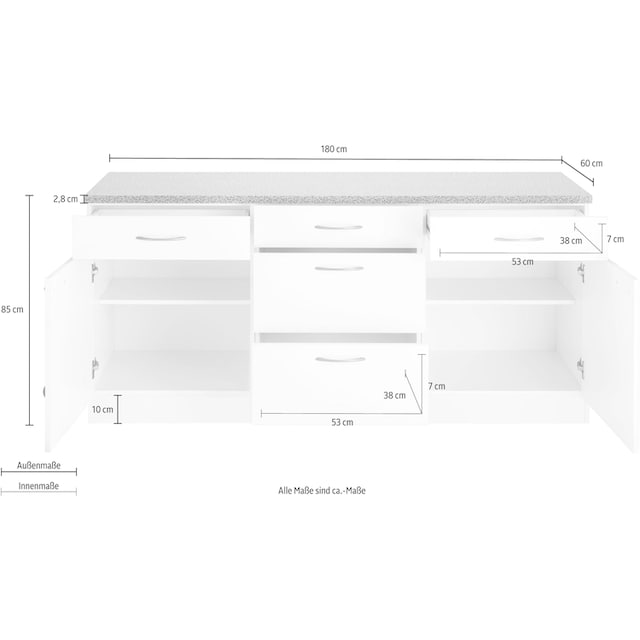 wiho Küchen Unterschrank »Kiel«, 180 cm breit auf Rechnung kaufen