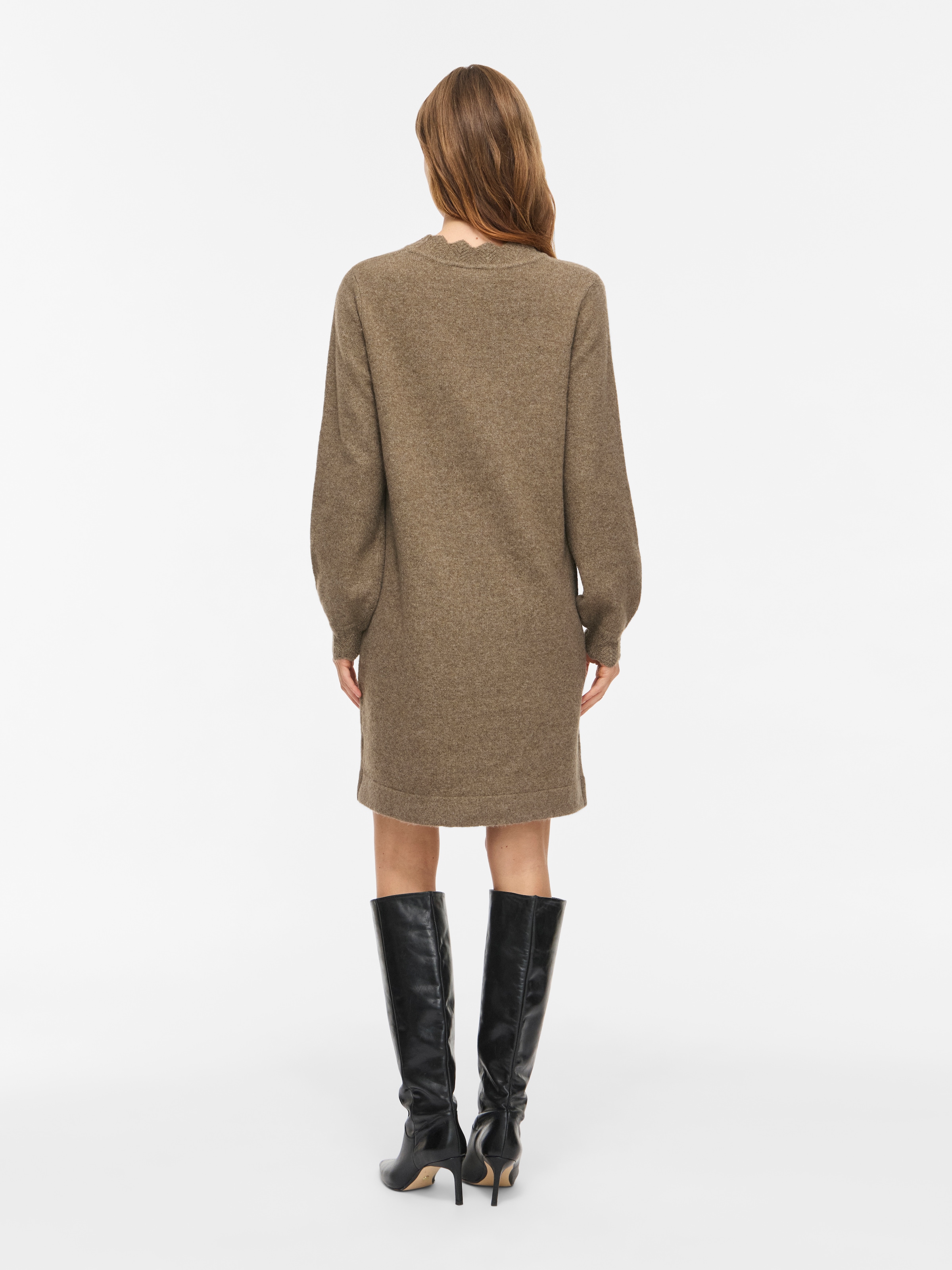 Vila Strickkleid »VINIKOLINA O-NECK L/S KNIT DRESS - NOOS« Materialmix, regular fit
