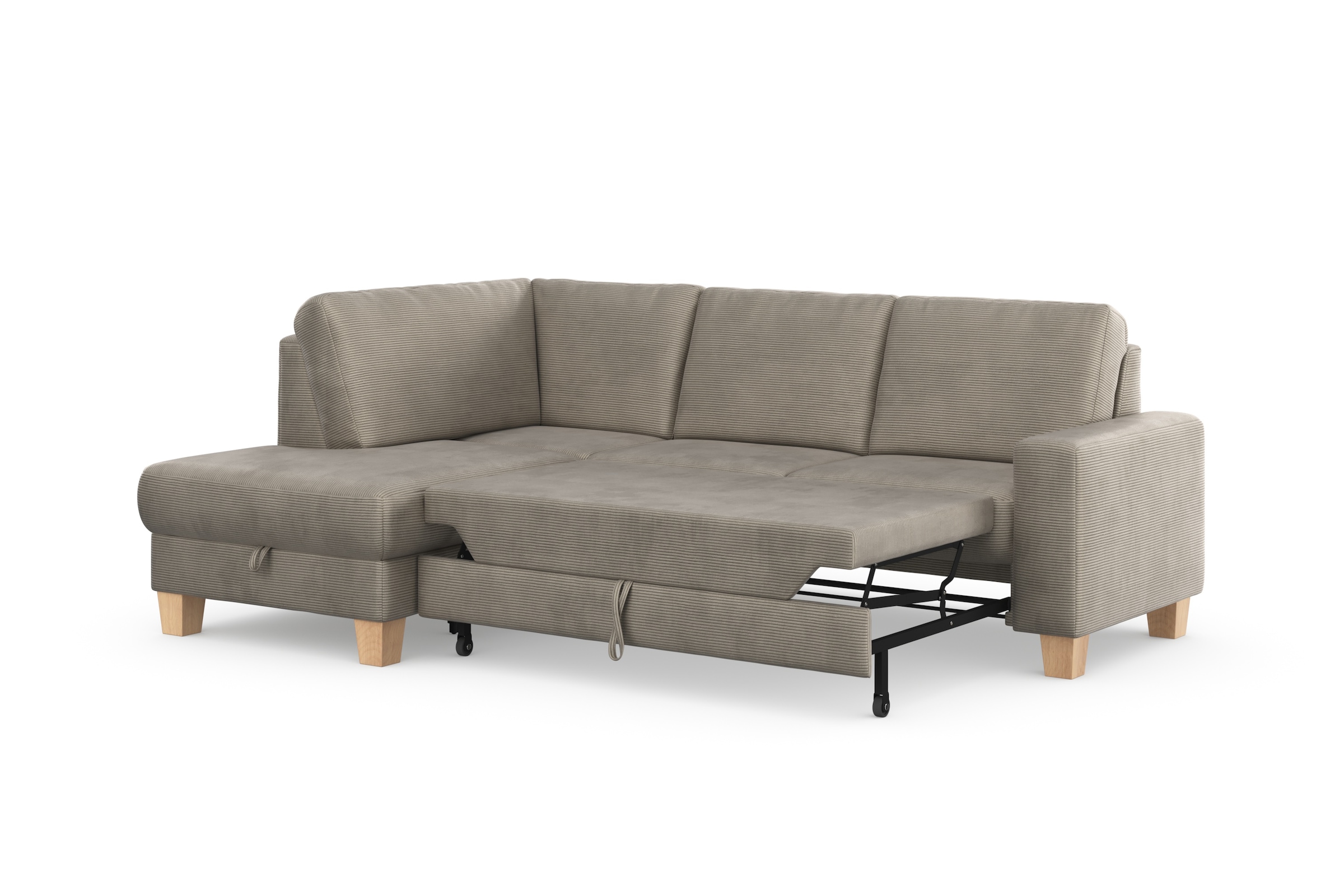Home affaire Ecksofa »Summer L-Form«, mit Ottomane, wahlweise mit Bettfunktion und Bettkasten, Cord-Bezug