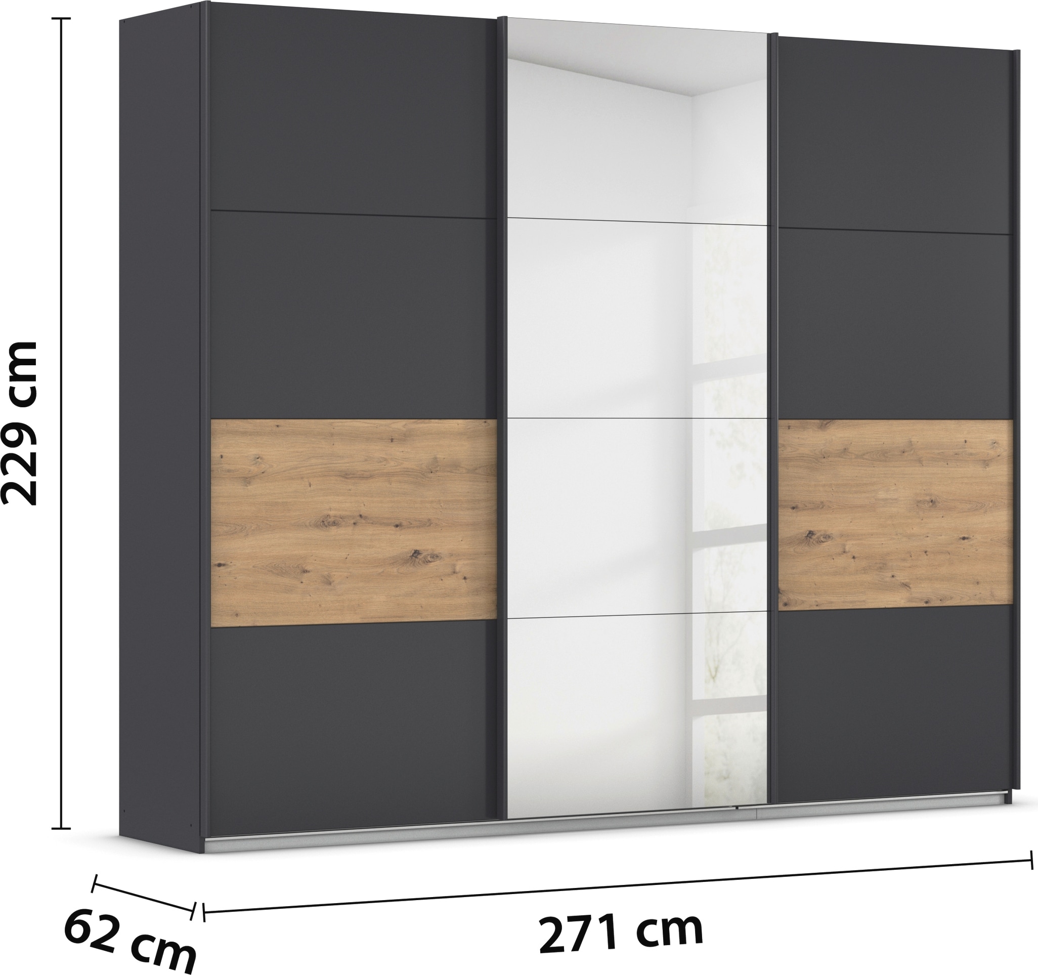 rauch Schwebetürenschrank »Schwebetürenschrank Kleiderschrank Schrank Garderobe CORTONA«, inkl. Inneneinteilung, 2 Stoffboxen und zusätzlichen Einlegeböden