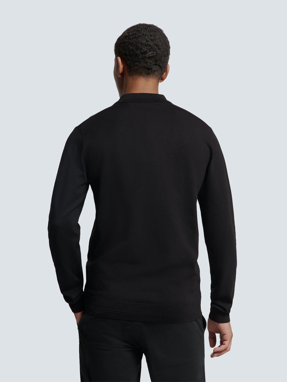 NO EXCESS Rundhalspullover »No Excess Langärmeliger Polo-Pullover«