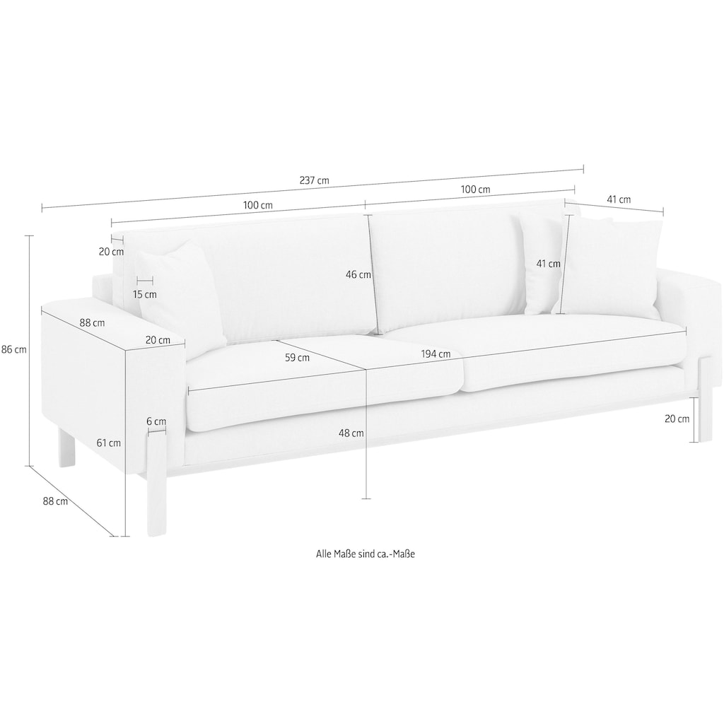 OTTO products 3-Sitzer »Hanne«, Verschiedene Bezugsqualitäten: Baumwolle, recyceltes Polyester