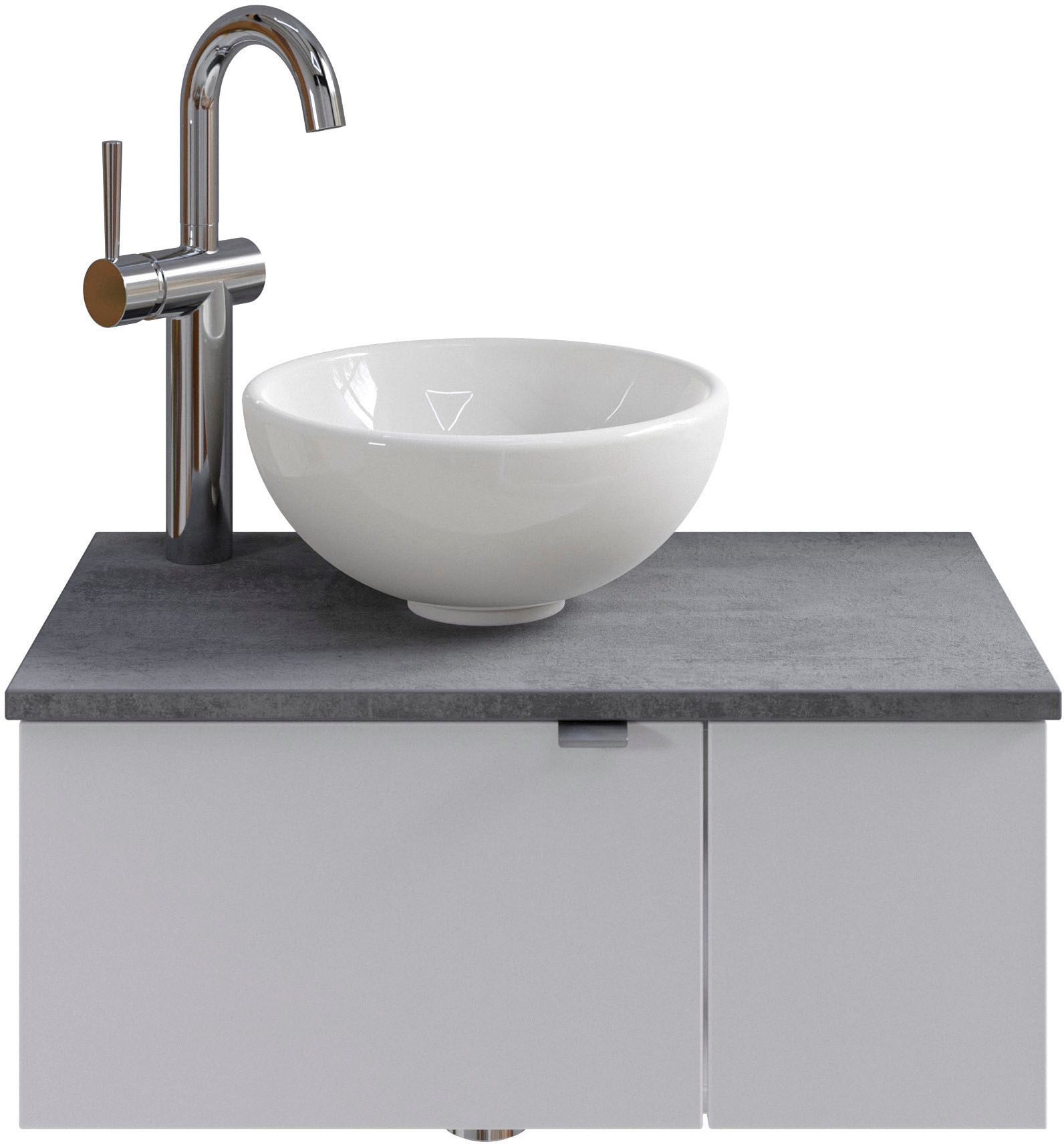 Saphir Waschtisch »Serie 6915 Waschschale mit Unterschrank für Gästebad, Gäste WC«, 61 cm breit, 2 Türen, offenes Fach, kleine Bäder, ohne Armatur