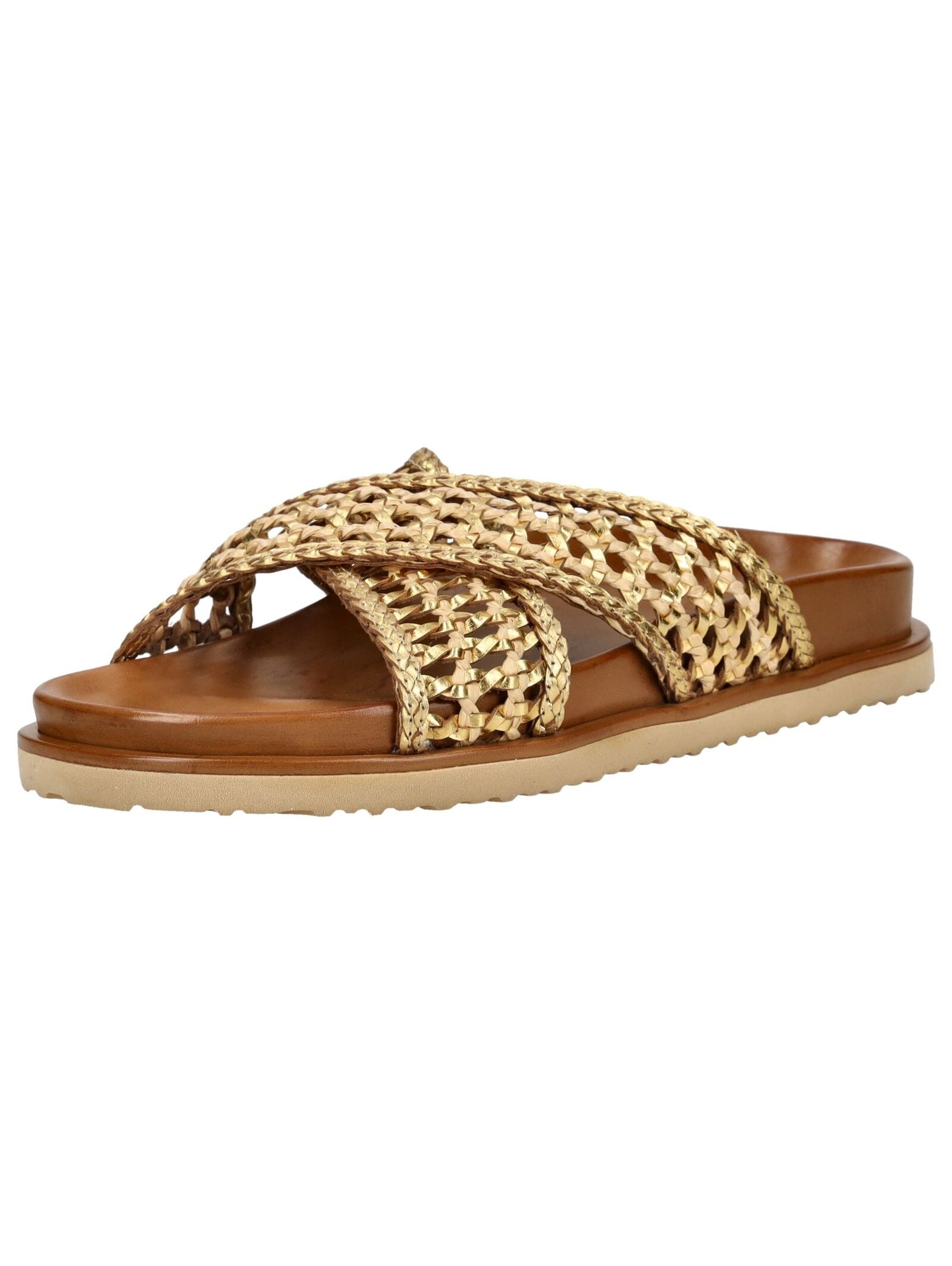 INUOVO Pantolette »Pantoletten Leder« Gold 41 41 Verschluss: Schlupfschuh