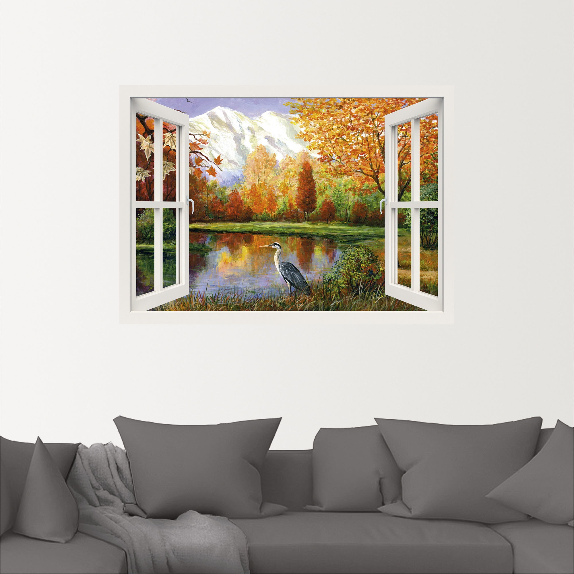 Artland Wandbild »Herbst am See«, Fensterblick, (1 St.), als Leinwandbild, günstig online kaufen