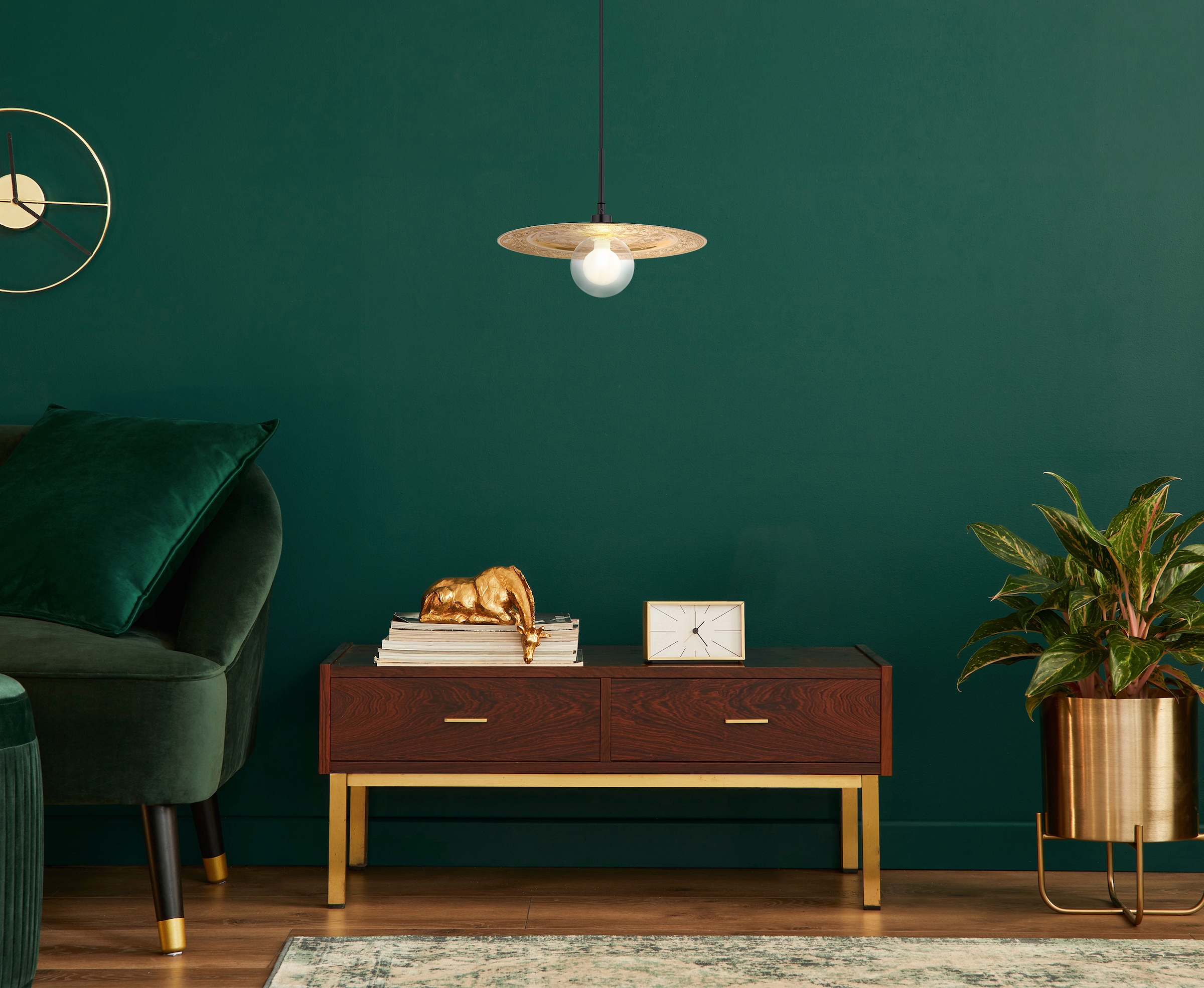 GLOBO LIGHTING Hängeleuchte »RIGA«, Leuchtmittel G9 | ohne Leuchtmittel, Hängelampe / Schlafzimmer / Küche / Esszimmer / Wohnzimmer /gold /rund