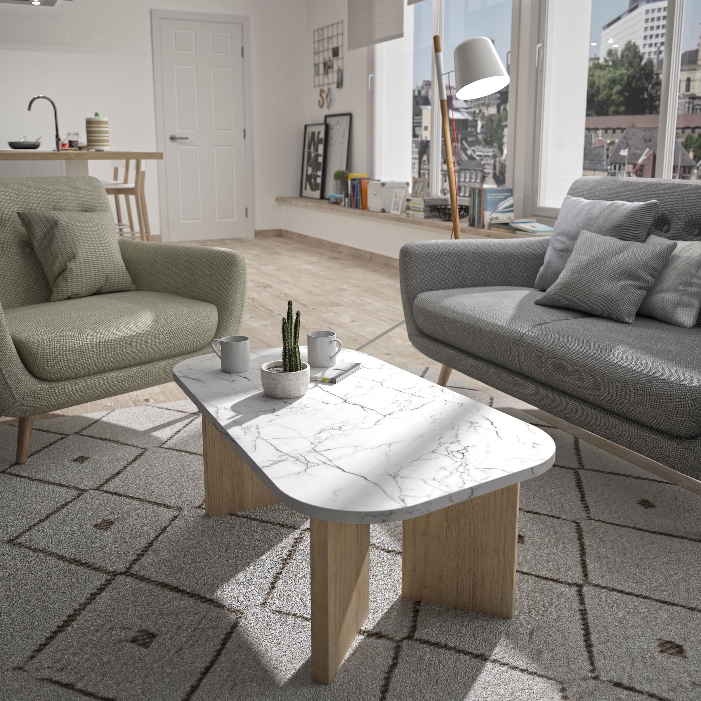Gami Couchtisch "Quartz" Couchtisch mit Marmor-optik Tischeplatte günstig online kaufen