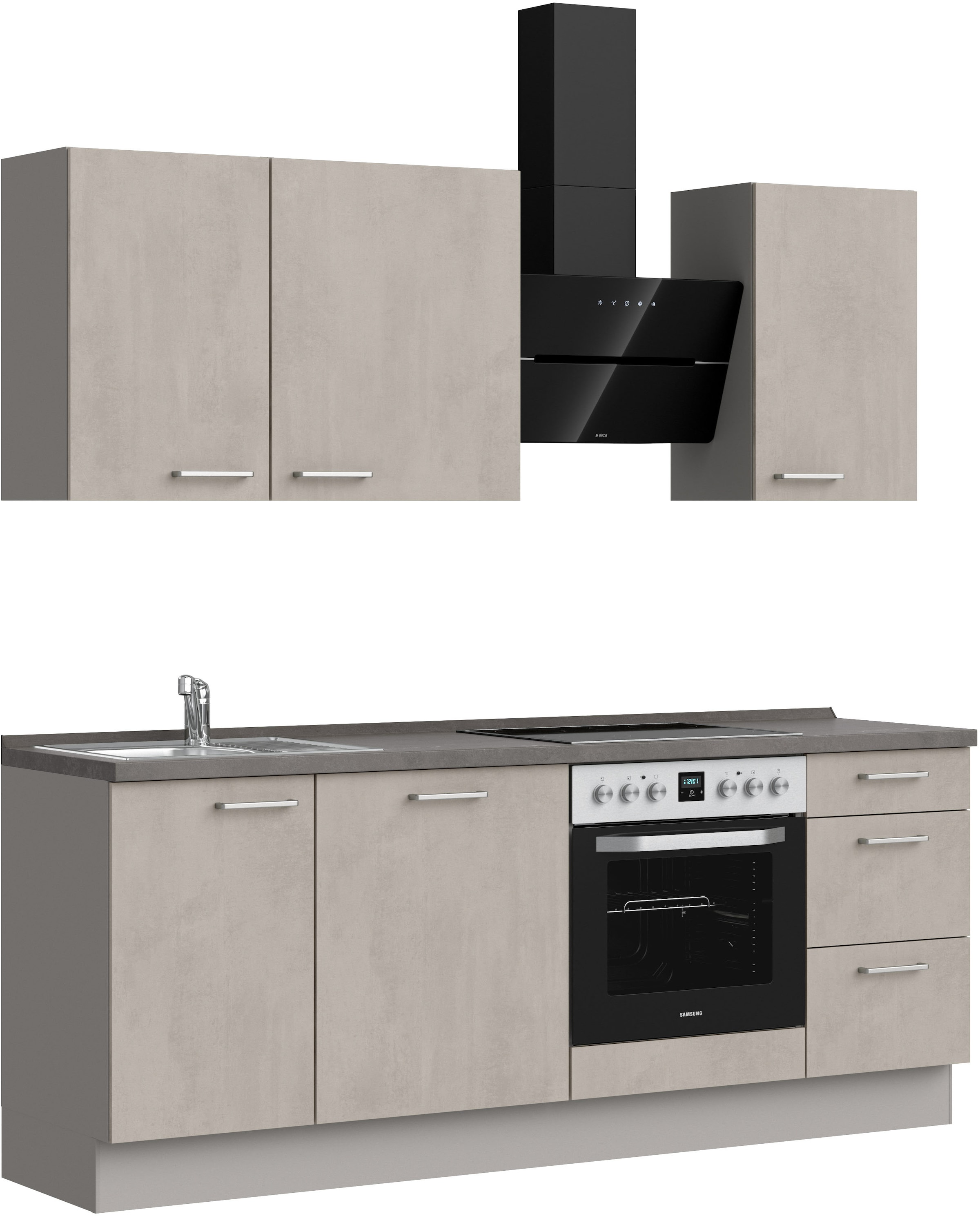 nobilia® Küchenzeile »"Riva II"«, vormontiert, Ausrichtung wählbar, Breite 210 cm, wahlw. mit E-Geräten
