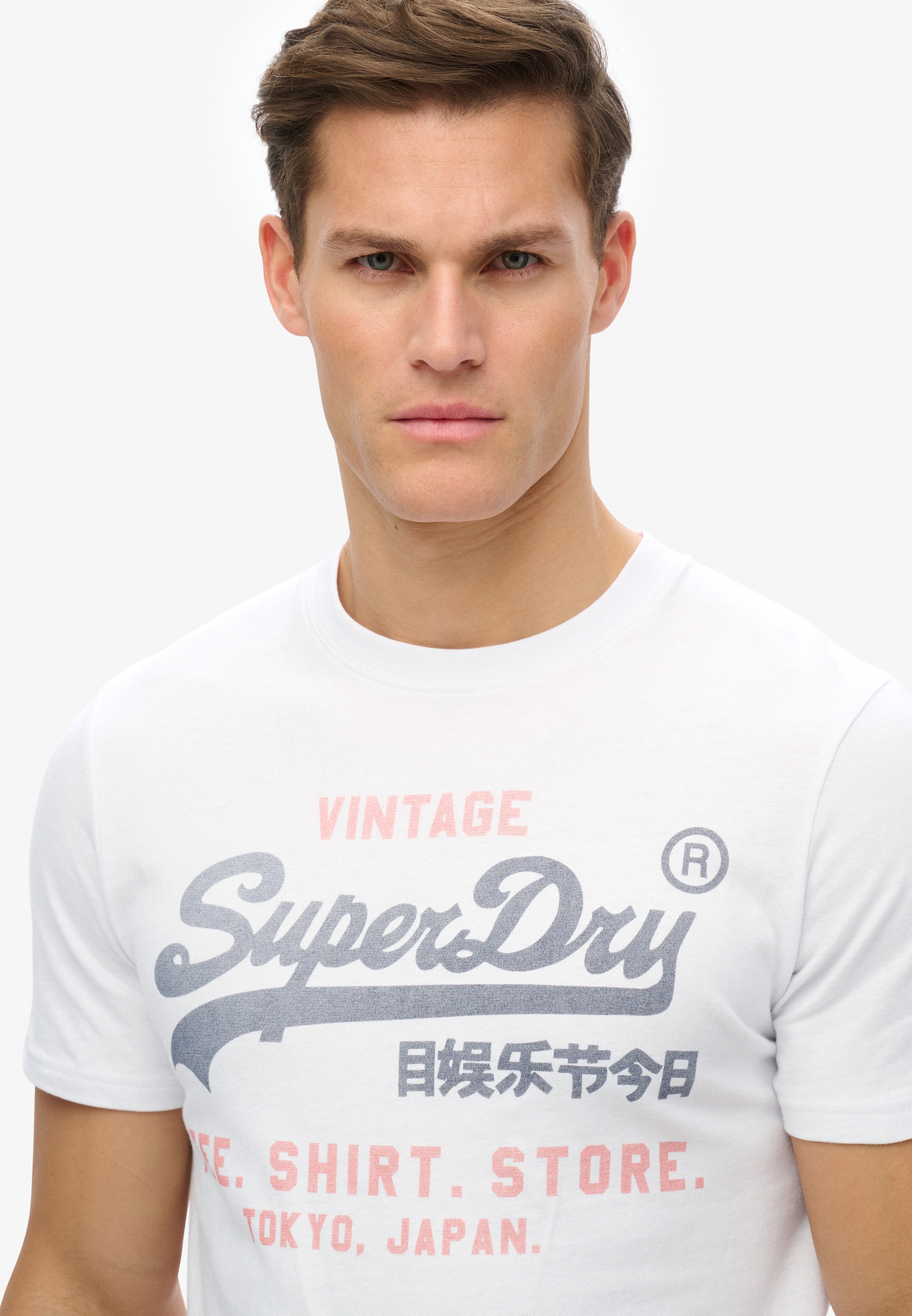 Superdry Rundhalsshirt »VL HERITAGE RELAXED TEE« Relaxed Fit, aus Baumwolle und Single Jersey, Kurzarm, pflegeleicht