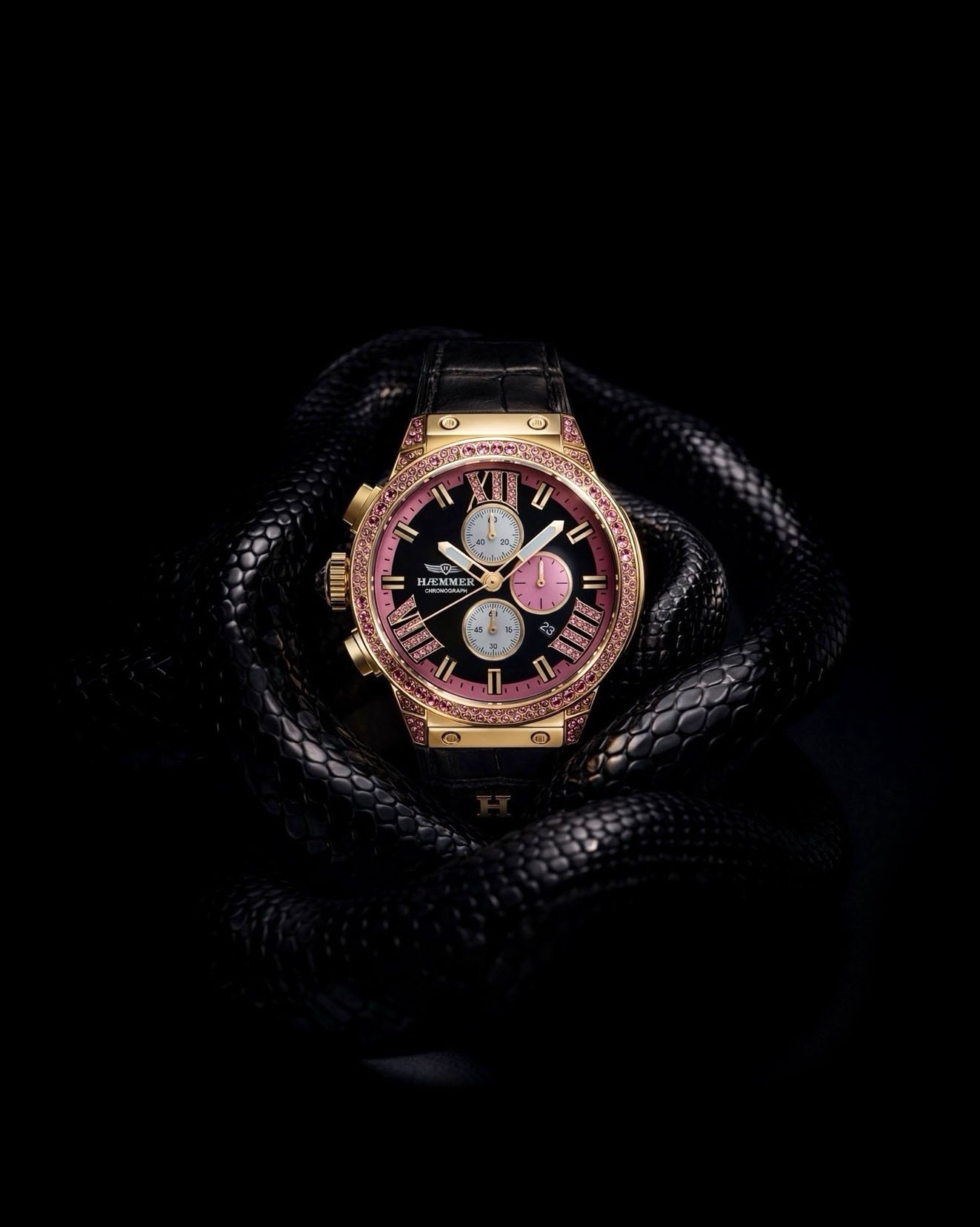 HAEMMER GERMANY Chronograph »EMINENT« Quarzuhr, Armbanduhr, Damenuhr, analog, Tag, Stoppfunktion