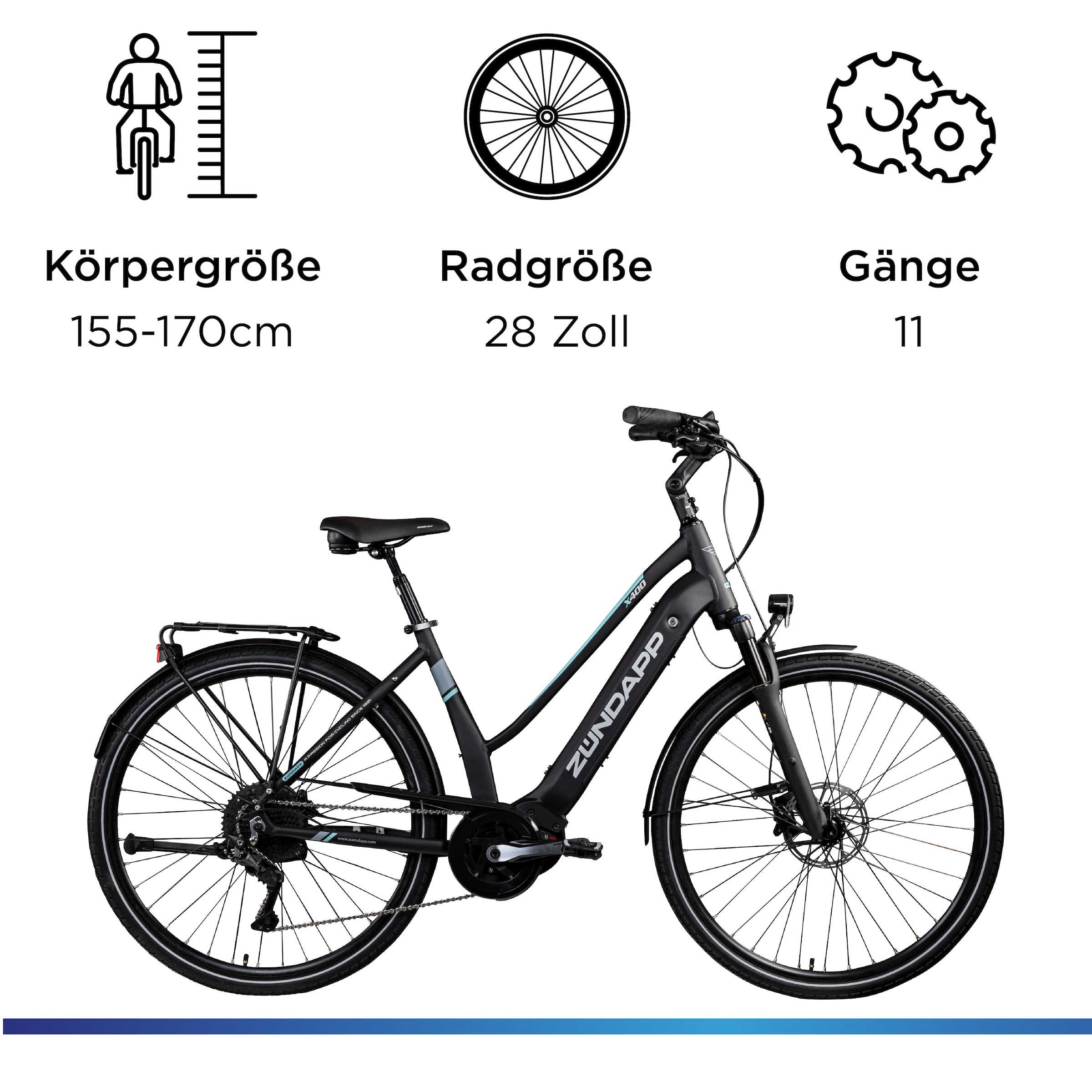 Zündapp E-Bike »X400«, 11 Gang, Shimano, Deore XT, Mittelmotor 250 W, Pedelec, Elektrofahrrad für Damen u. Herren