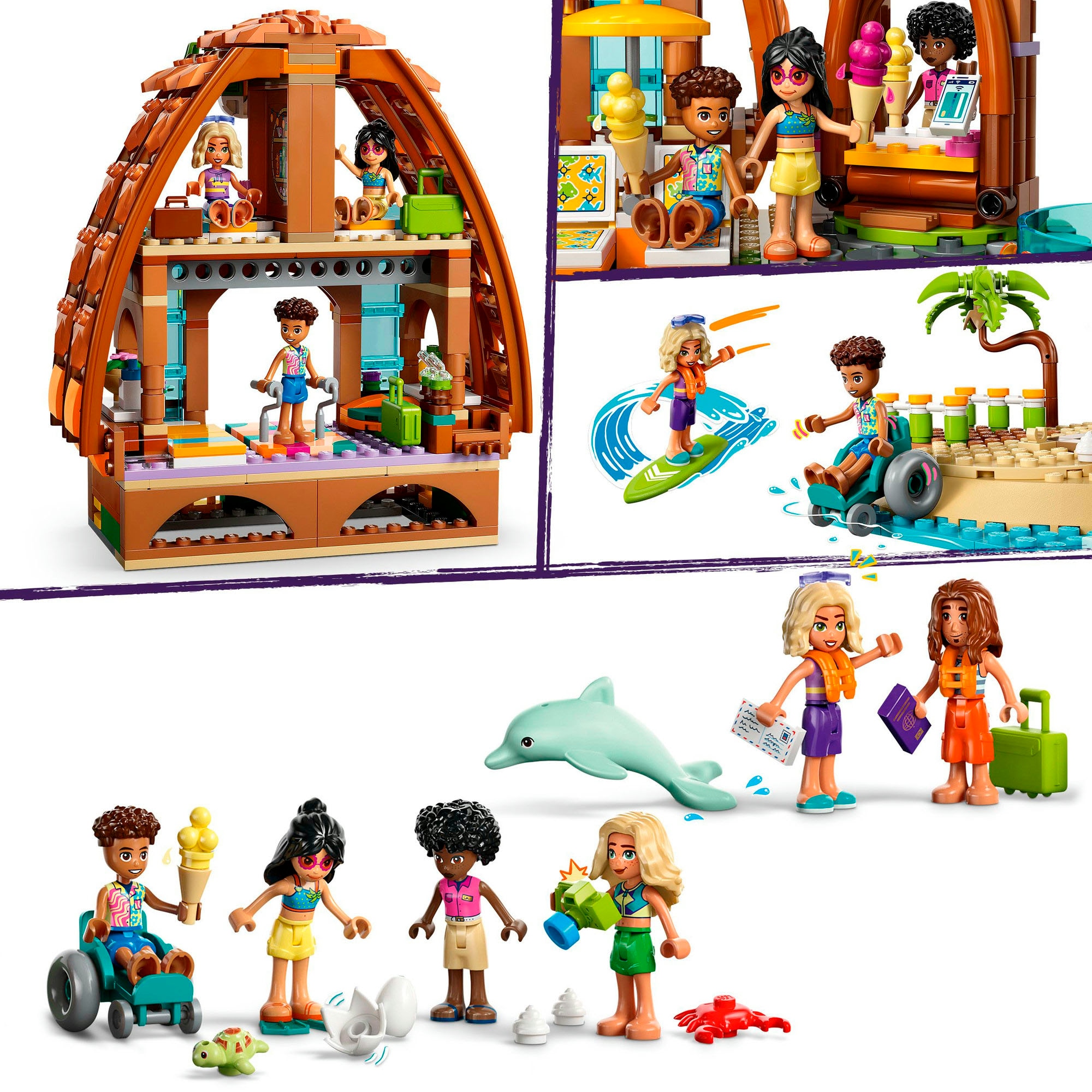 LEGO® Konstruktionsspielsteine »Familienurlaub im Strandresort (42673), LEGO Friends«, (1140 St.), Made in Europe