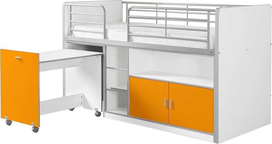 Vipack Hochbett, (Made in Europe), schlafen und arbeiten in einem, Hochbett mit 90x200 cm Liegefläche