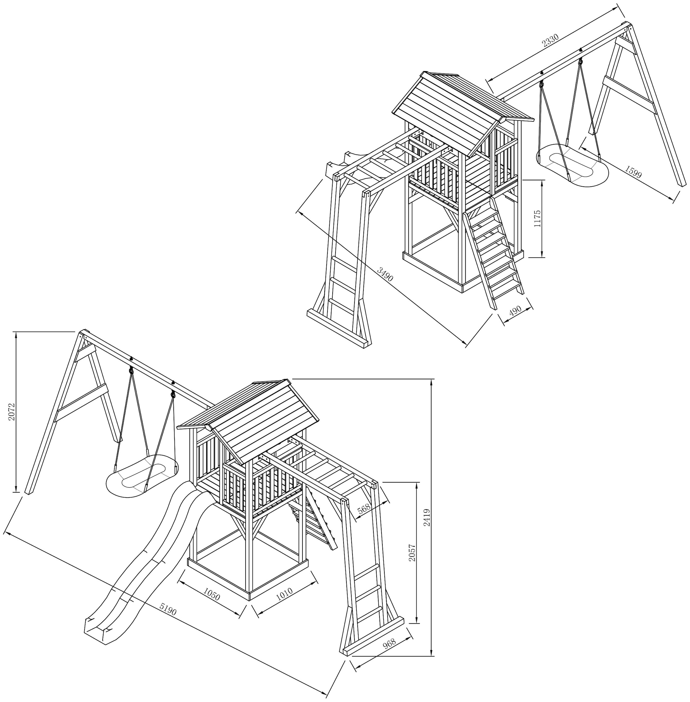AXI Spielturm »Beach Tower«, mit Klettergerüst, Roxy Nestschaukel und Rutsche