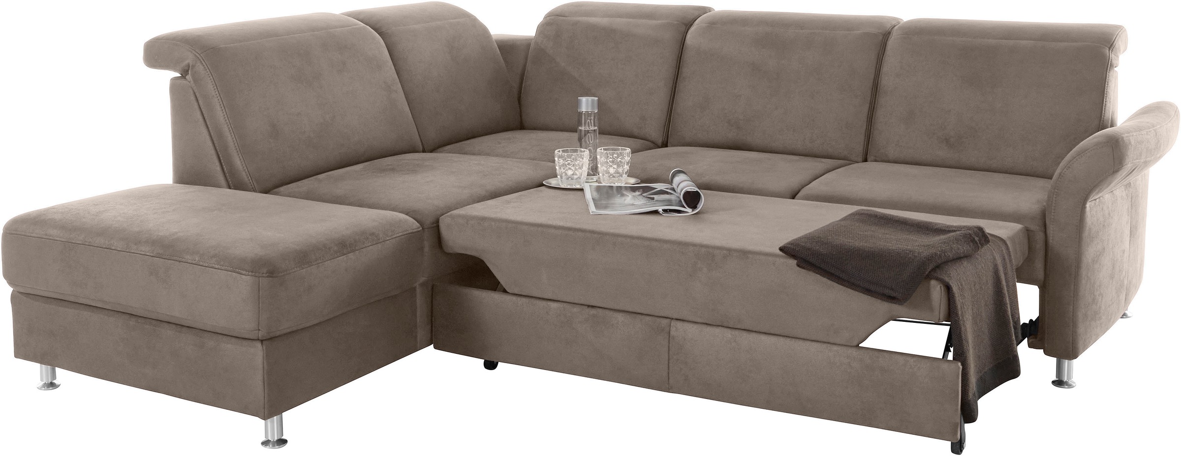 sit&more Ecksofa »Darwin L-Form«, inklusive Federkern, wahlweise mit Kopfteilverstellung, Bettfunktion
