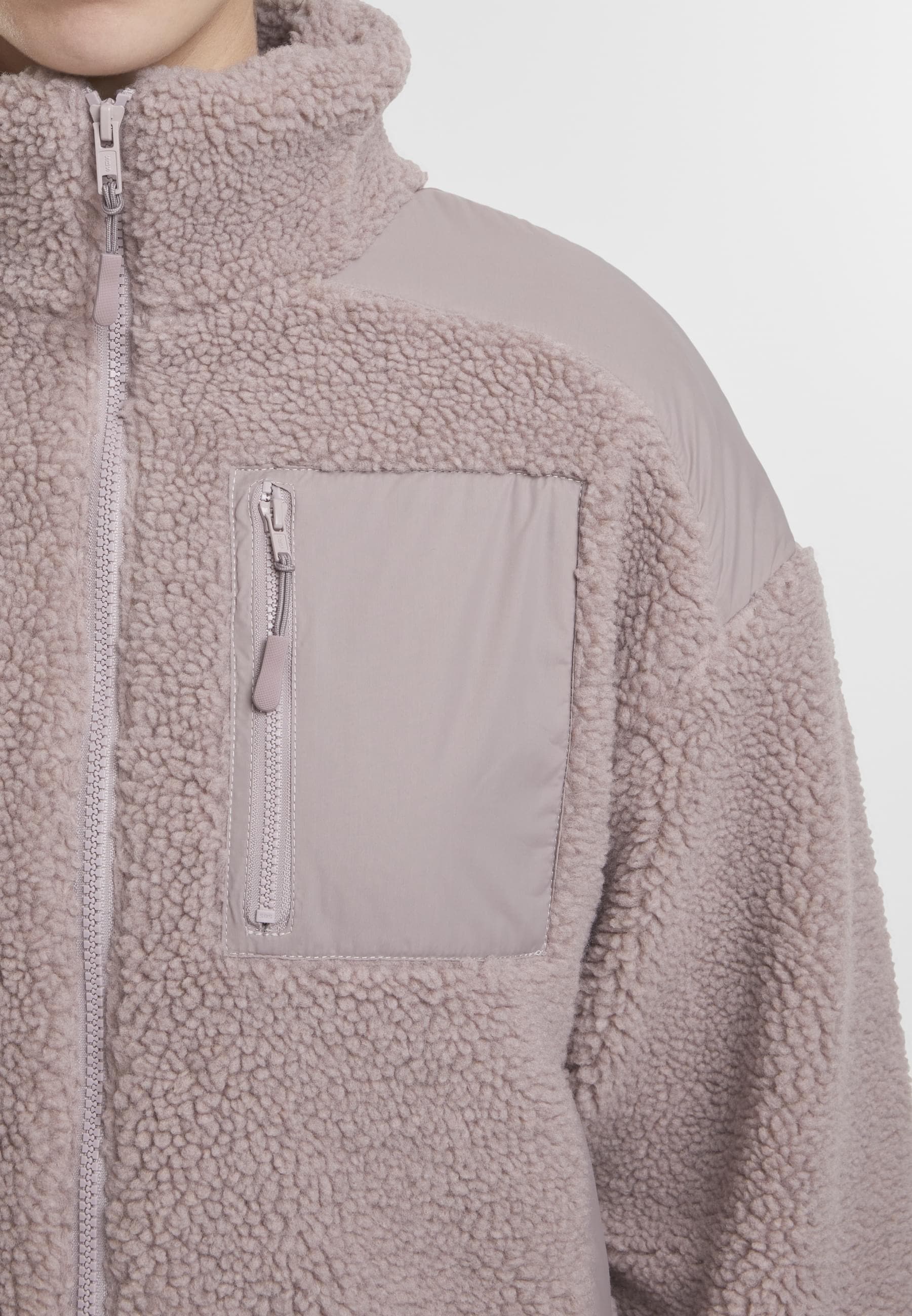 URBAN CLASSICS Winterjacke »Urban Classics Damen Ladies Sherpa Mix Jacket« 1 Stk. tlg. mit Kapuze