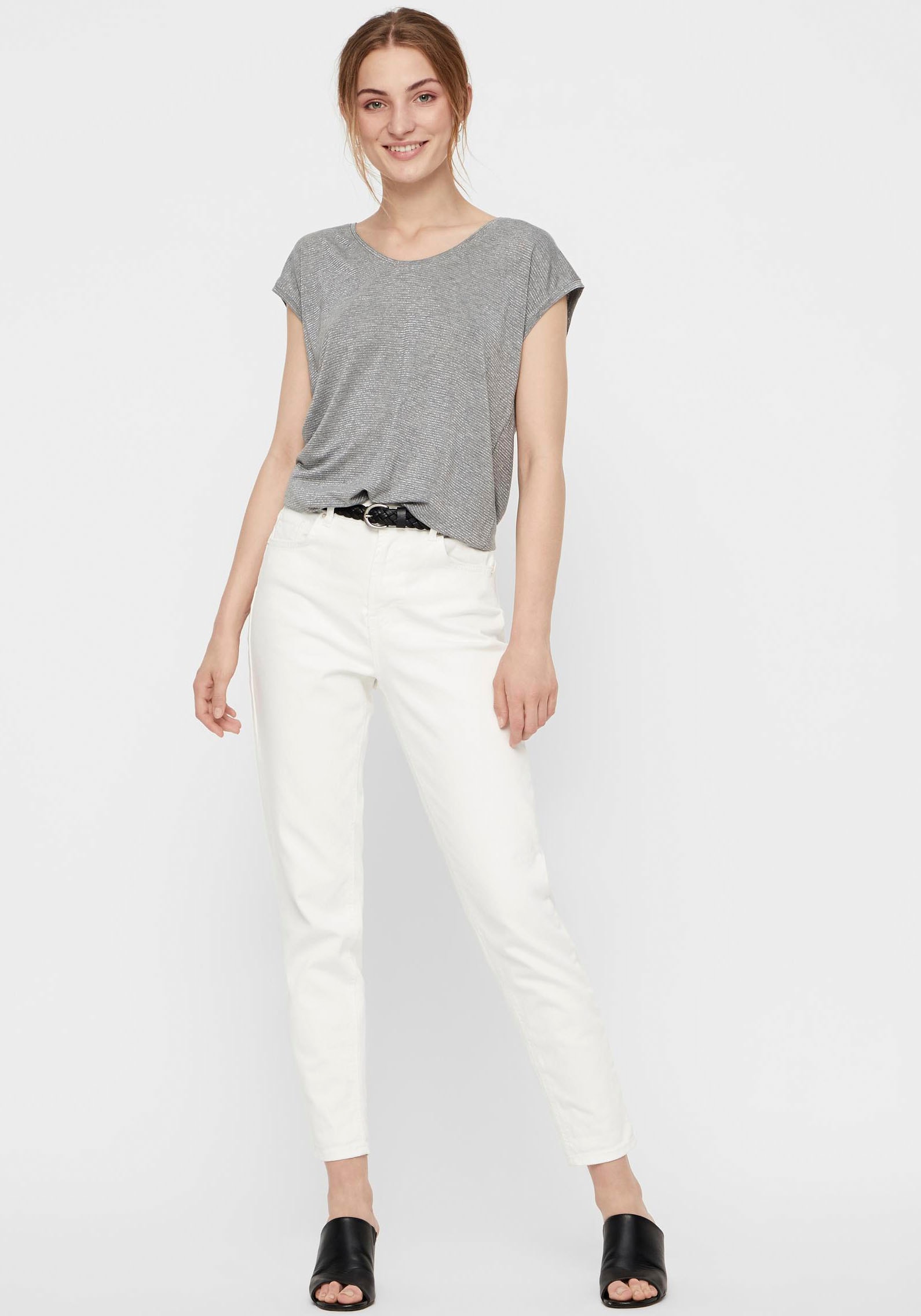 pieces T-Shirt »PC BILLO« mit Glitzerstreifen