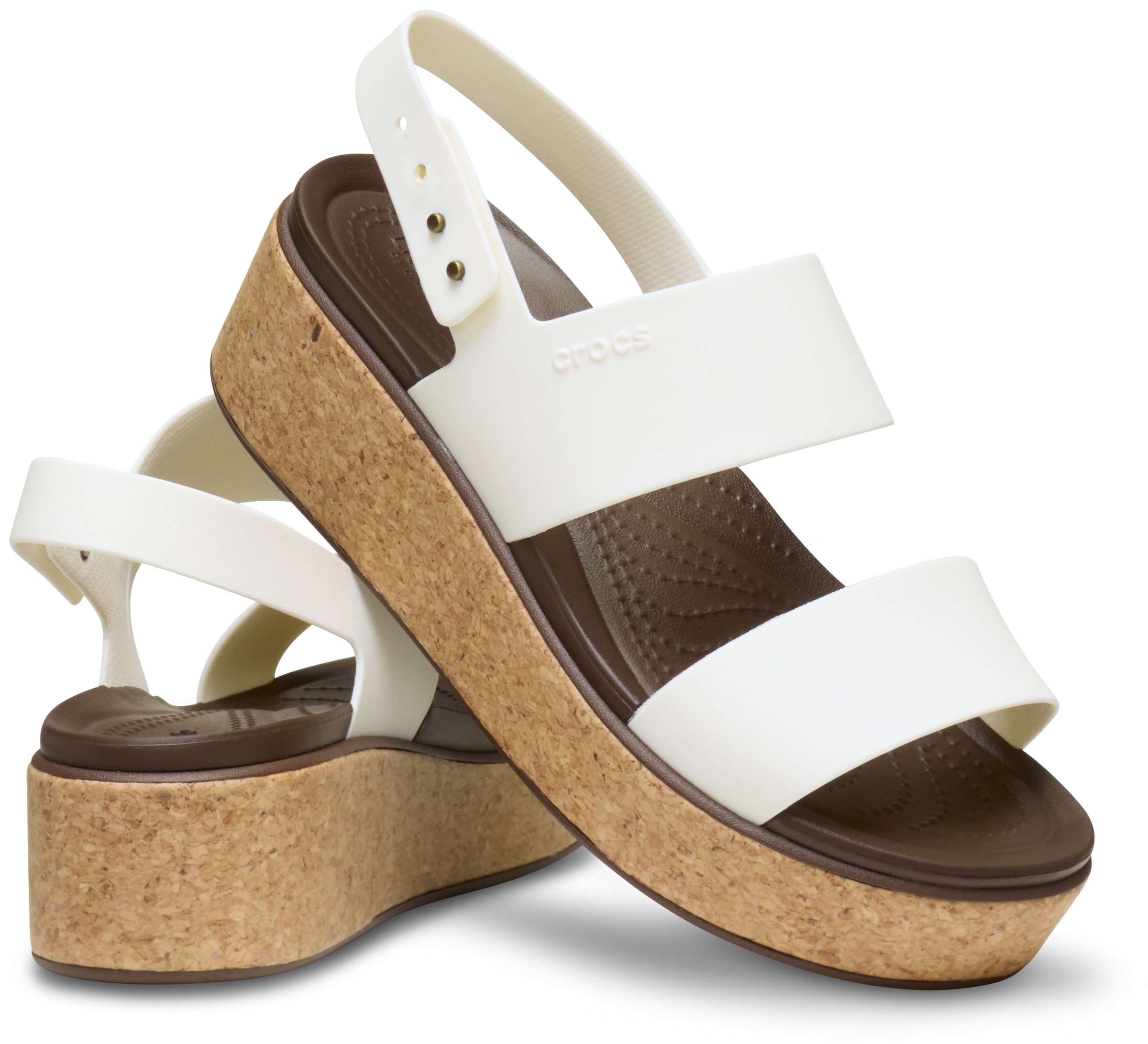 Crocs Keilsandalette »Brooklyn Cork Low Wedge«, Plateausandale, Sommerschuh mit Korkplateau