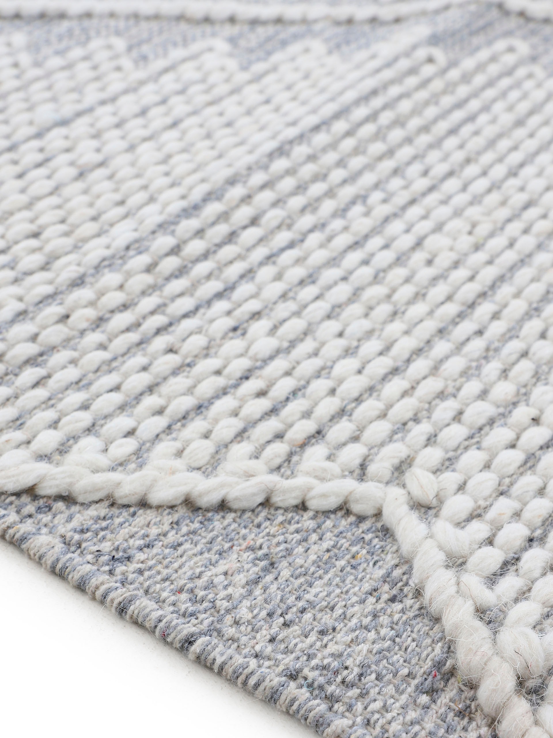carpetfine Teppich »Kelim Durry«, rechteckig, 5 mm Höhe, Handweb, geometrisch, Hoch-Tief Effekt, handgewebt, reine Baumwolle
