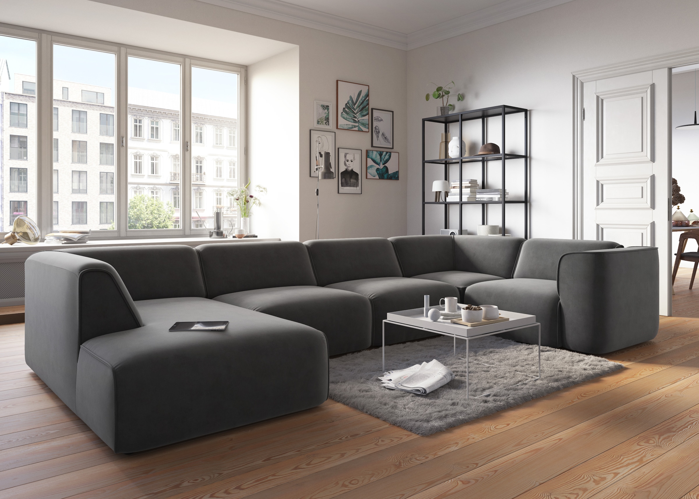 RAUM.ID Wohnlandschaft »Merid U-Form, jederzeit durch Module erweiterbar, B/T/H: 367/206/70 cm«, als Modul oder separat verwendbar, für individuelle Zusammenstellung