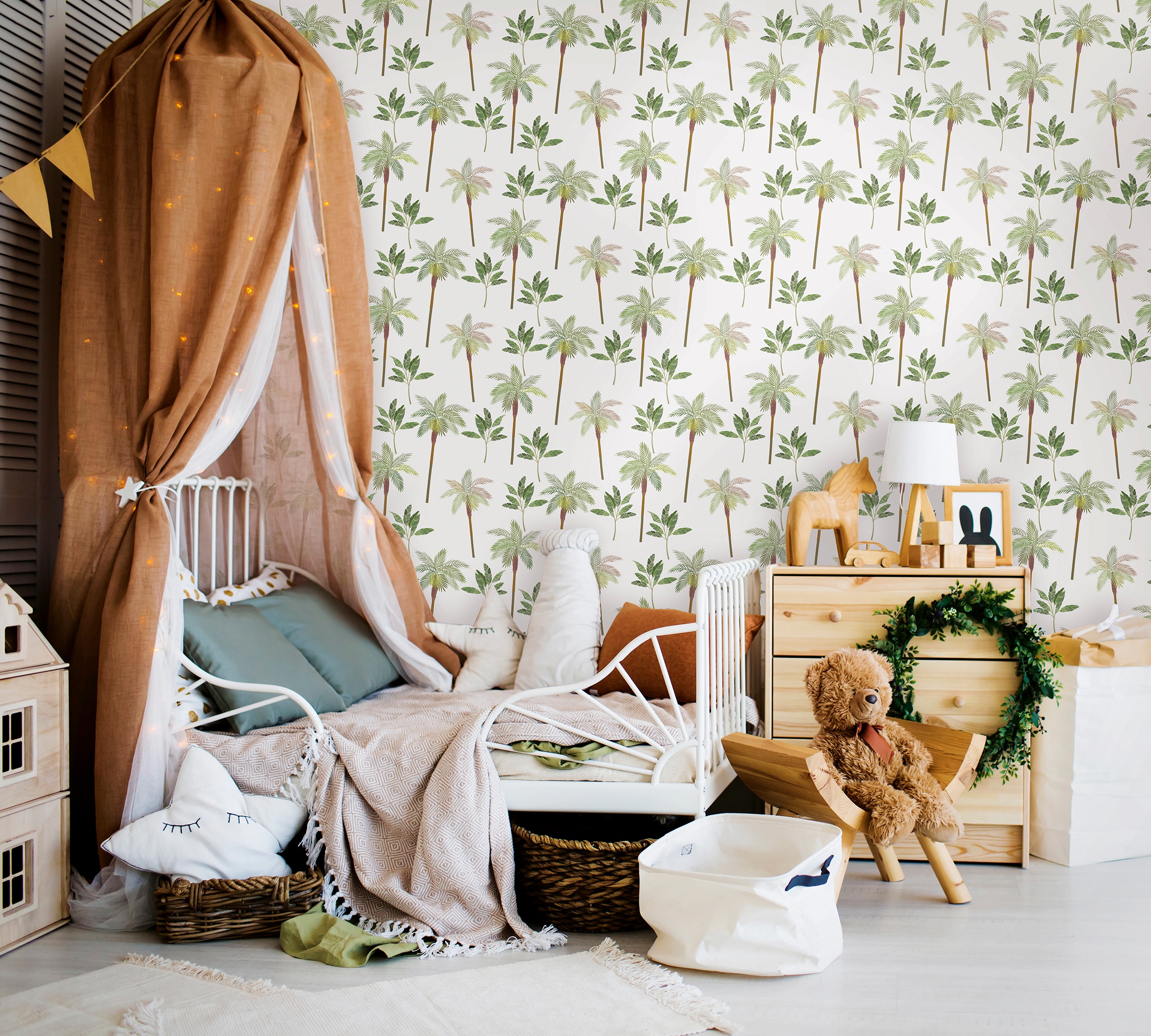 Marburg Kindertapete, Wald-Motiv-matt, Palmen, moderne Tapete für Wohnzimmer Schlafzimmer Küche