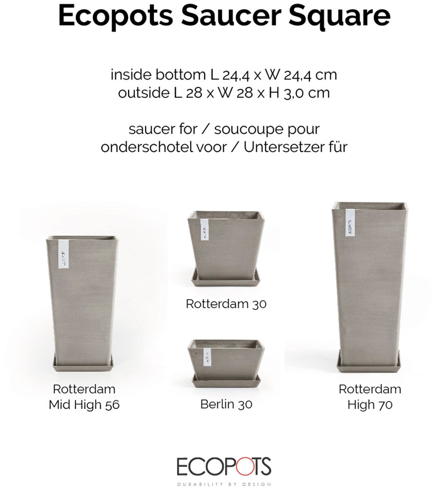 ECOPOTS Blumentopfuntersetzer »ROUND SAUCER Taupe« BxTxH: 28x28x3 cm