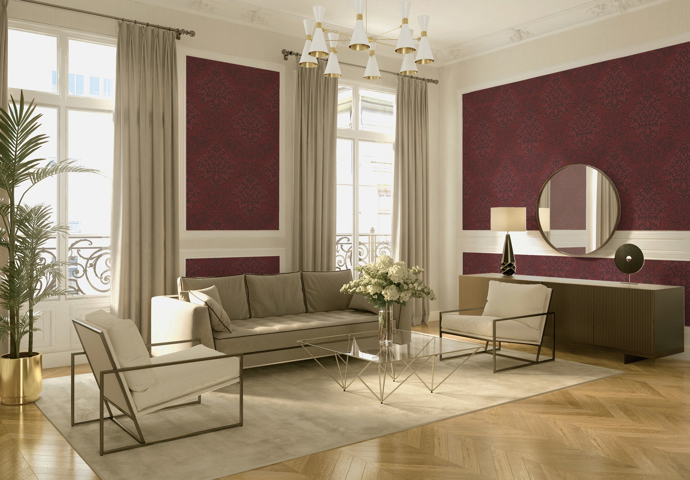 living walls Vliestapete »Metropolitan Stories Lizzy London«, Barock-ornamental-gemustert, Ornament Tapete Barock Metallic Tapeten Wohnzimmer Schlafzimmer Küche