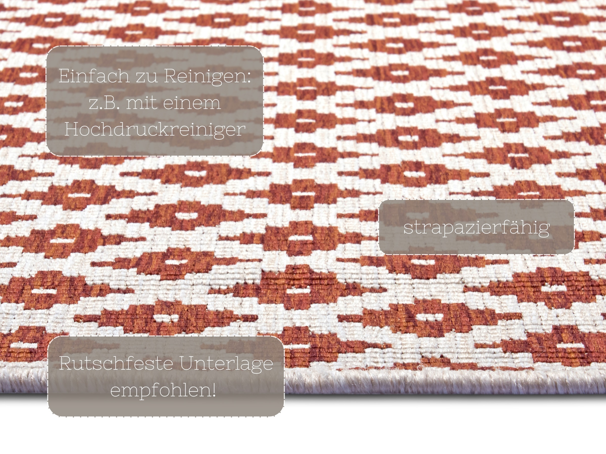 NORTHRUGS Teppich »Nizza Wendeteppich«, rechteckig, 5 mm Höhe, In-& Outdoor, Wetterfest, Balkon, Läufer, Wohnzimmer, Wasserfest
