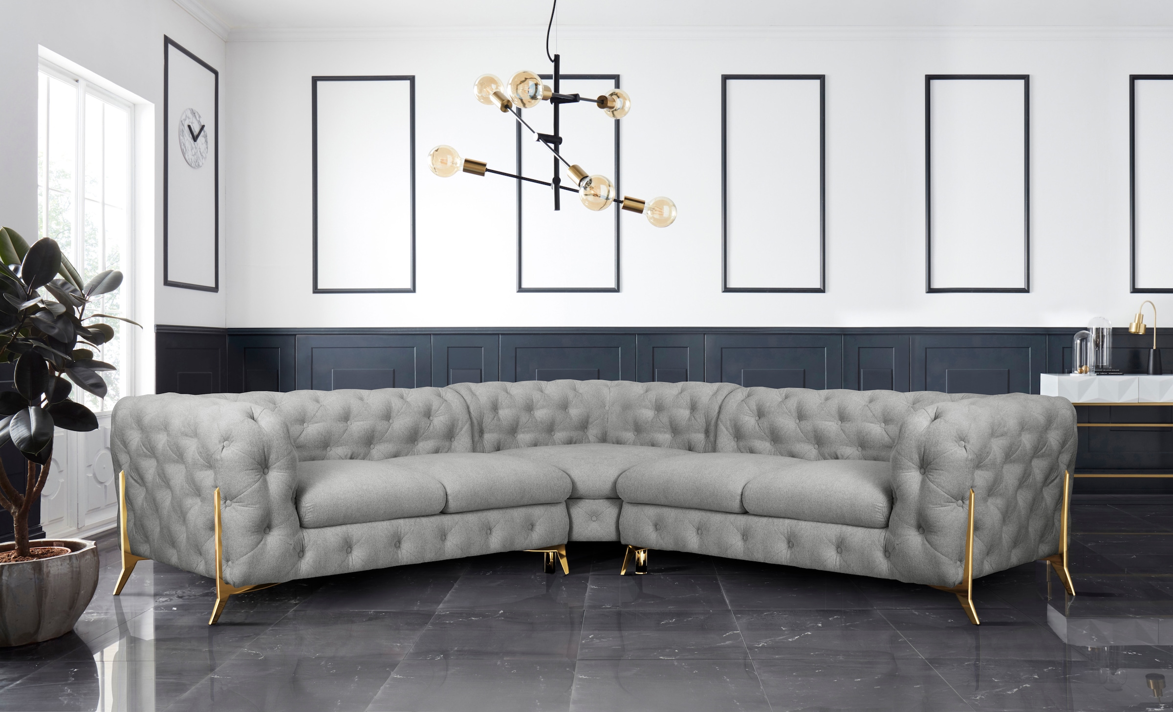 Leonique Chesterfield-Sofa »Amaury L-Form«, Chesterfield-Optik, Breite/Tief günstig online kaufen