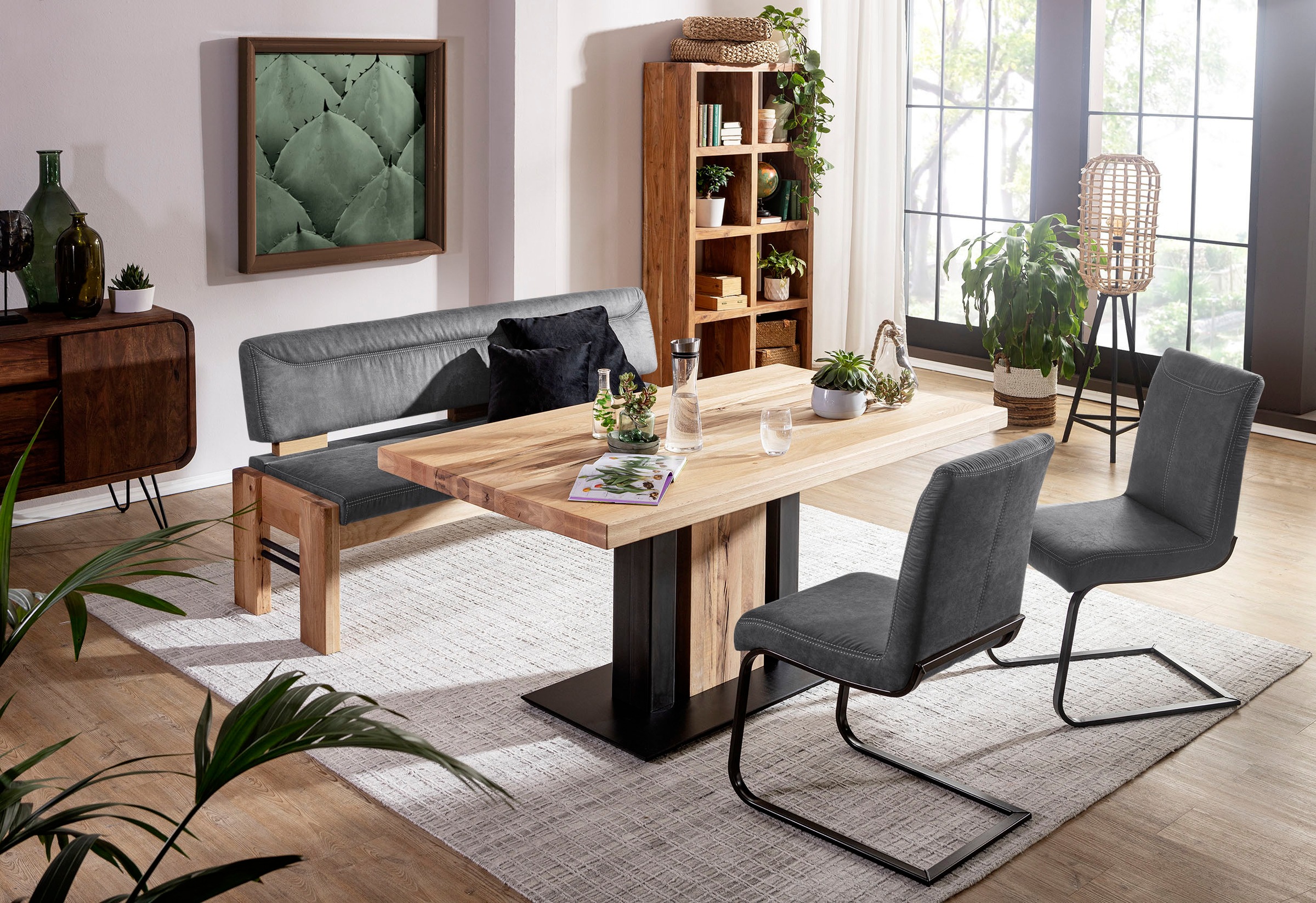 K+W Komfort & Wohnen Polsterbank gepolsterte Stauraumbank, Massivholz, in 2 günstig online kaufen