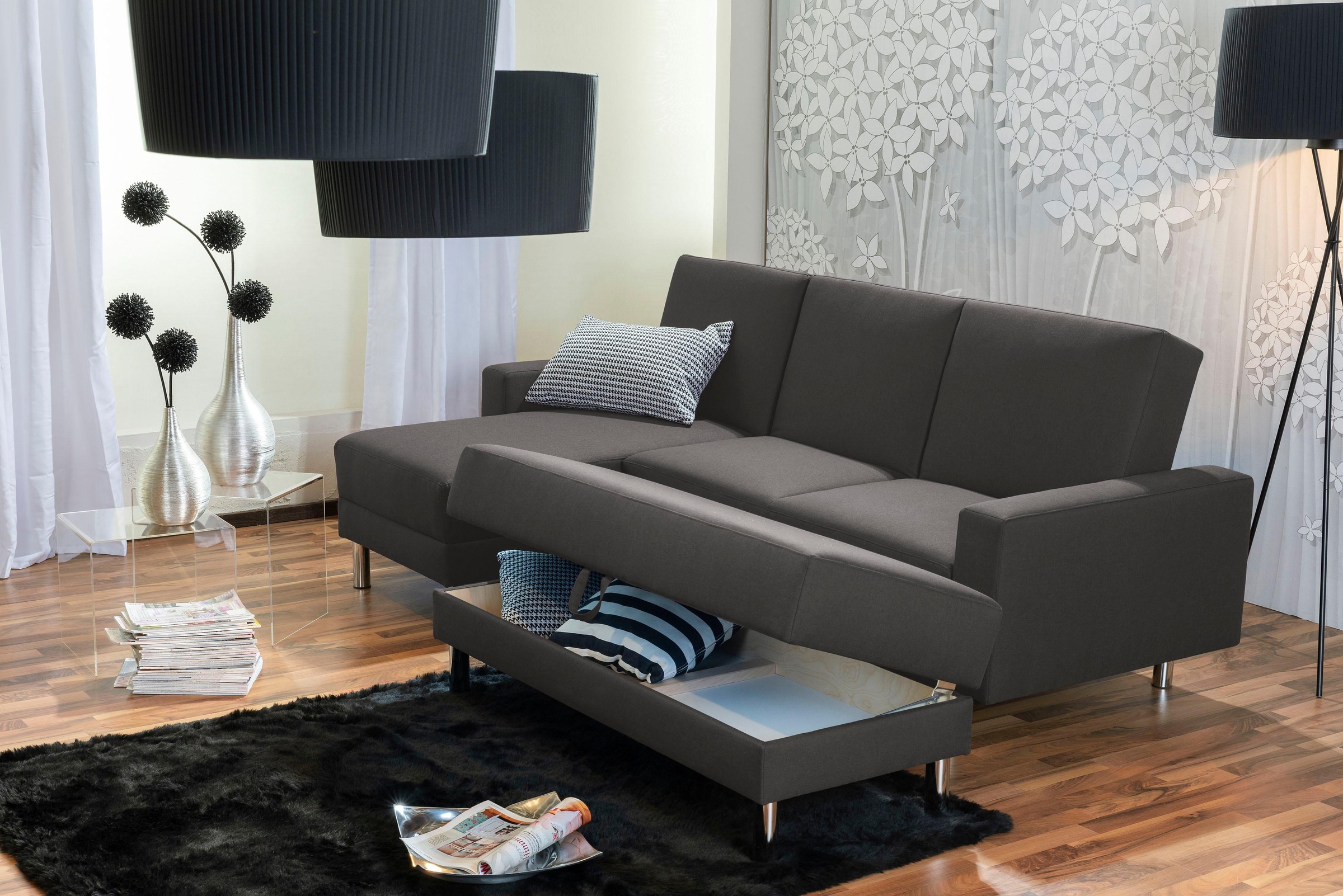 Max Winzer® Schlafsofa »Just Fresh«, mit Rückenverstellung, inklusive Stauraumhocker