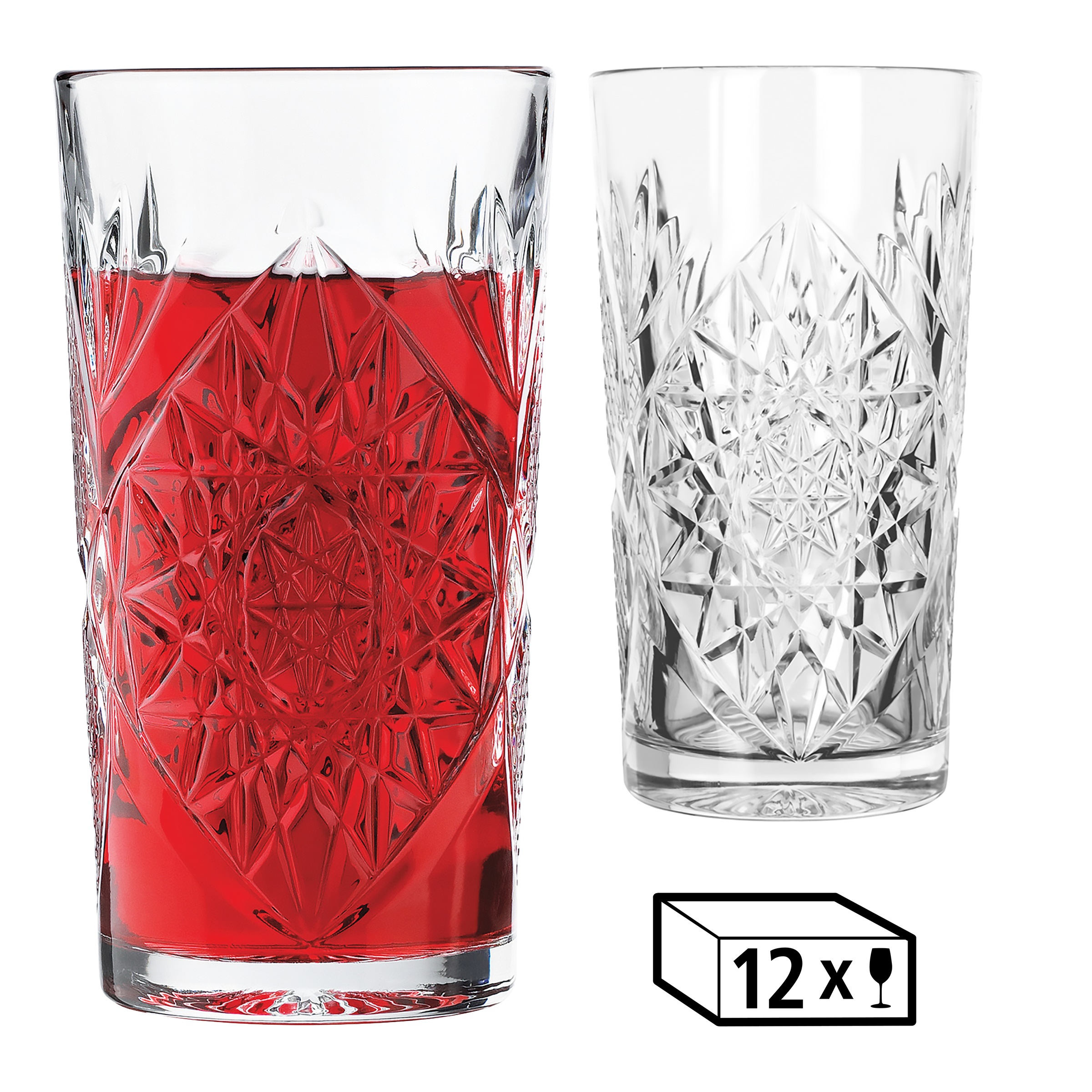LIBBEY Gläser-Set »Libbey Cooler Trinkglas, 12er Set -HOBSTAR-«, (Set, 12 tlg.), 473 ml, hochwertig verarbeitet, in eleganter Vintage-Optik