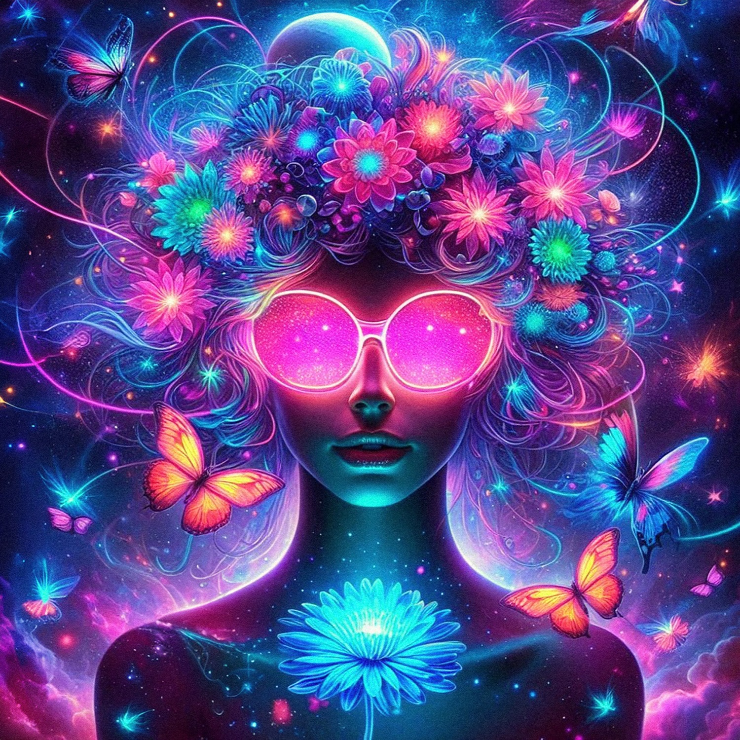 queence Acrylglasbild »Kosmische Blüte«, Bilder von Frauen-Fantasy-Frau-Gem günstig online kaufen
